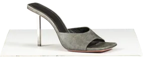 Amina Muaddi Grey Exclusive Laura Leather Sandals UK 7 EU 40 👠
