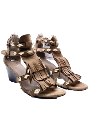 ASH Brown Taupe Suede Fringed Sandals UK 6 EU 39 👠