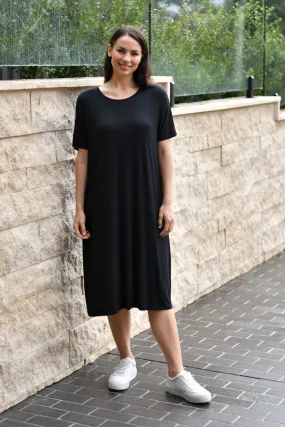 Basic Pocket Jersey Dress | Black