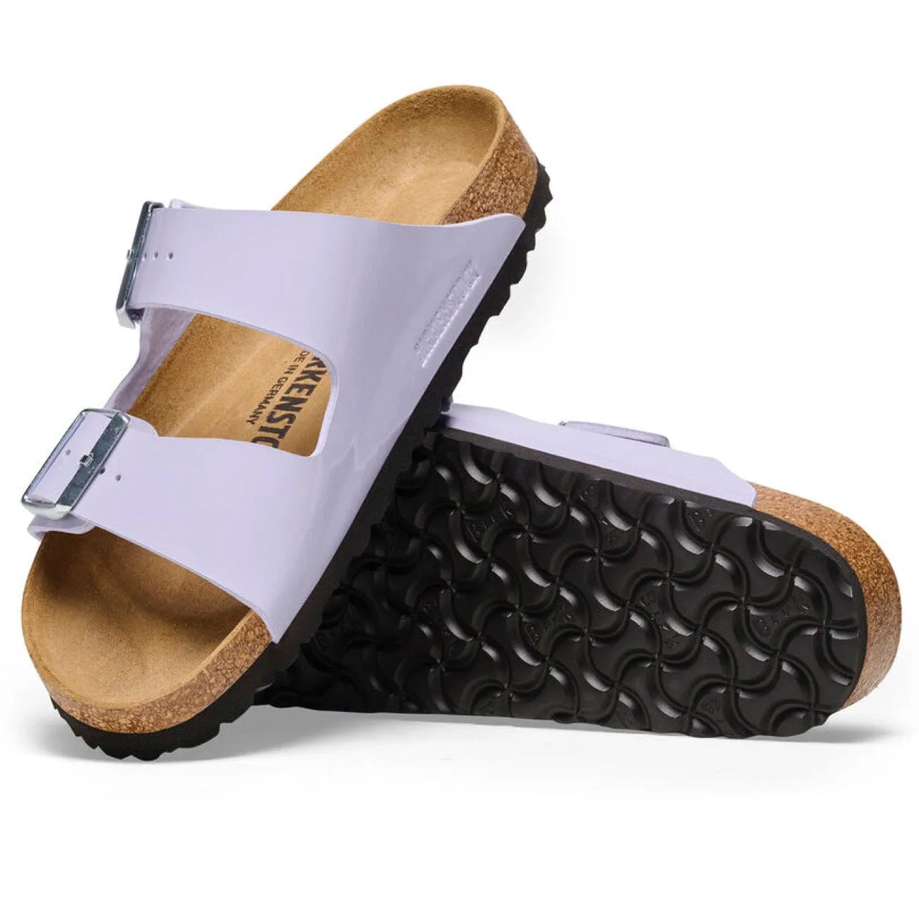 Birkenstock Arizona Patent Purple Fog Birko-Flor Narrow Fit