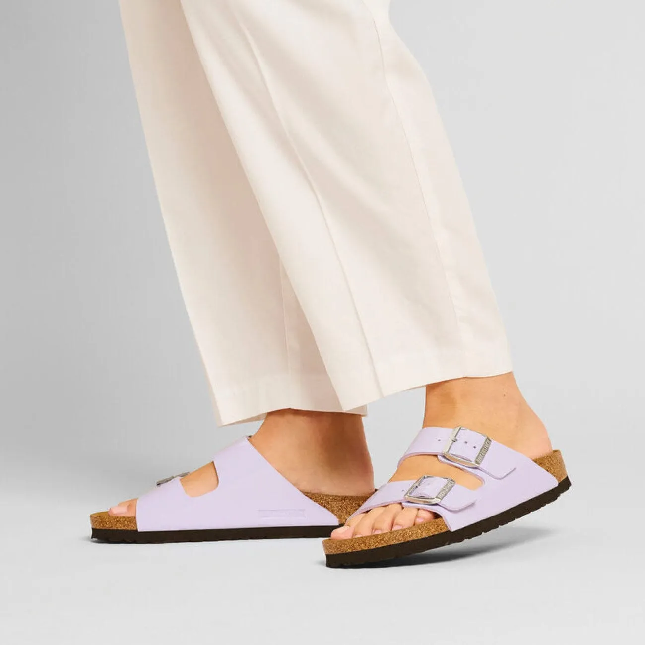 Birkenstock Arizona Patent Purple Fog Birko-Flor Narrow Fit