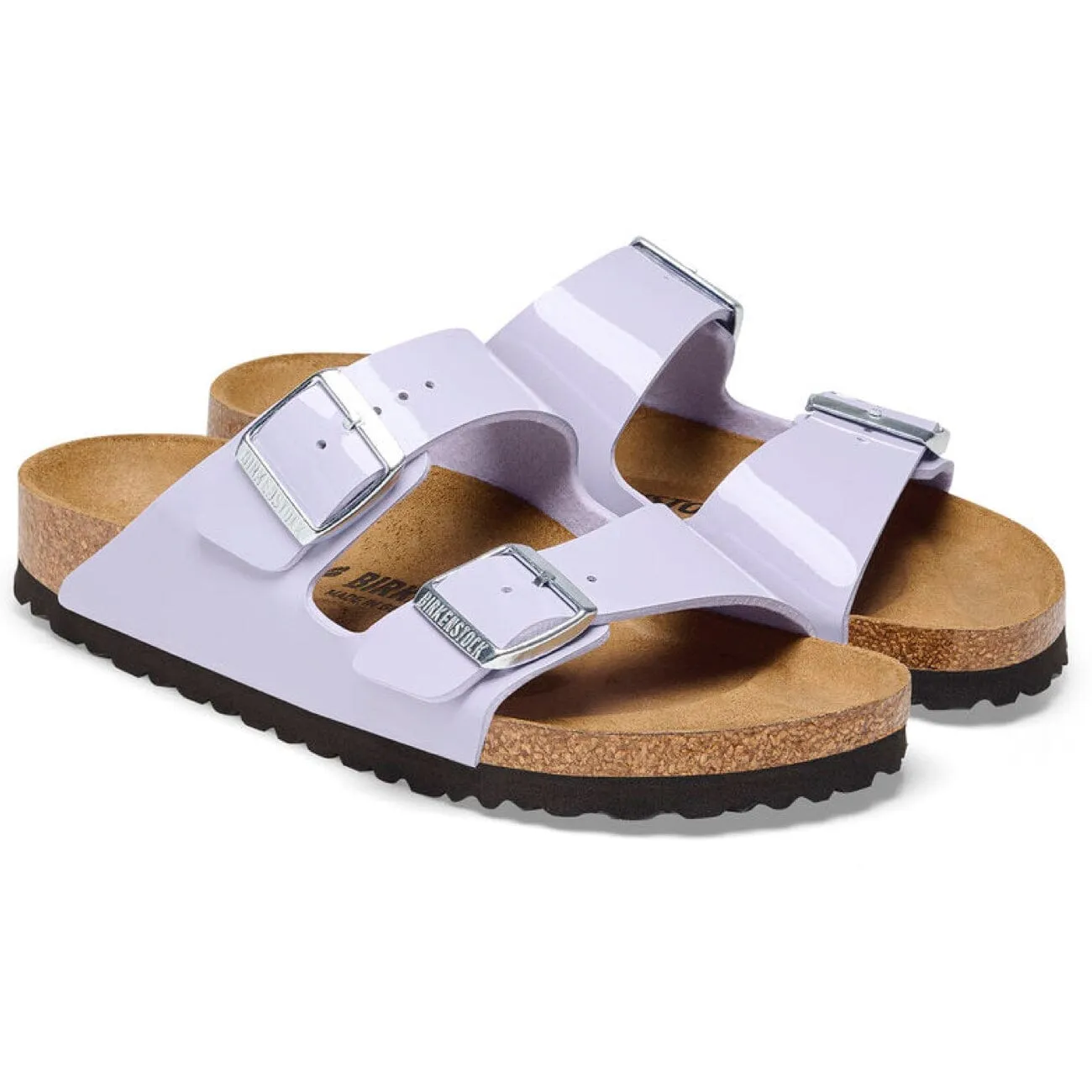 Birkenstock Arizona Patent Purple Fog Birko-Flor Narrow Fit
