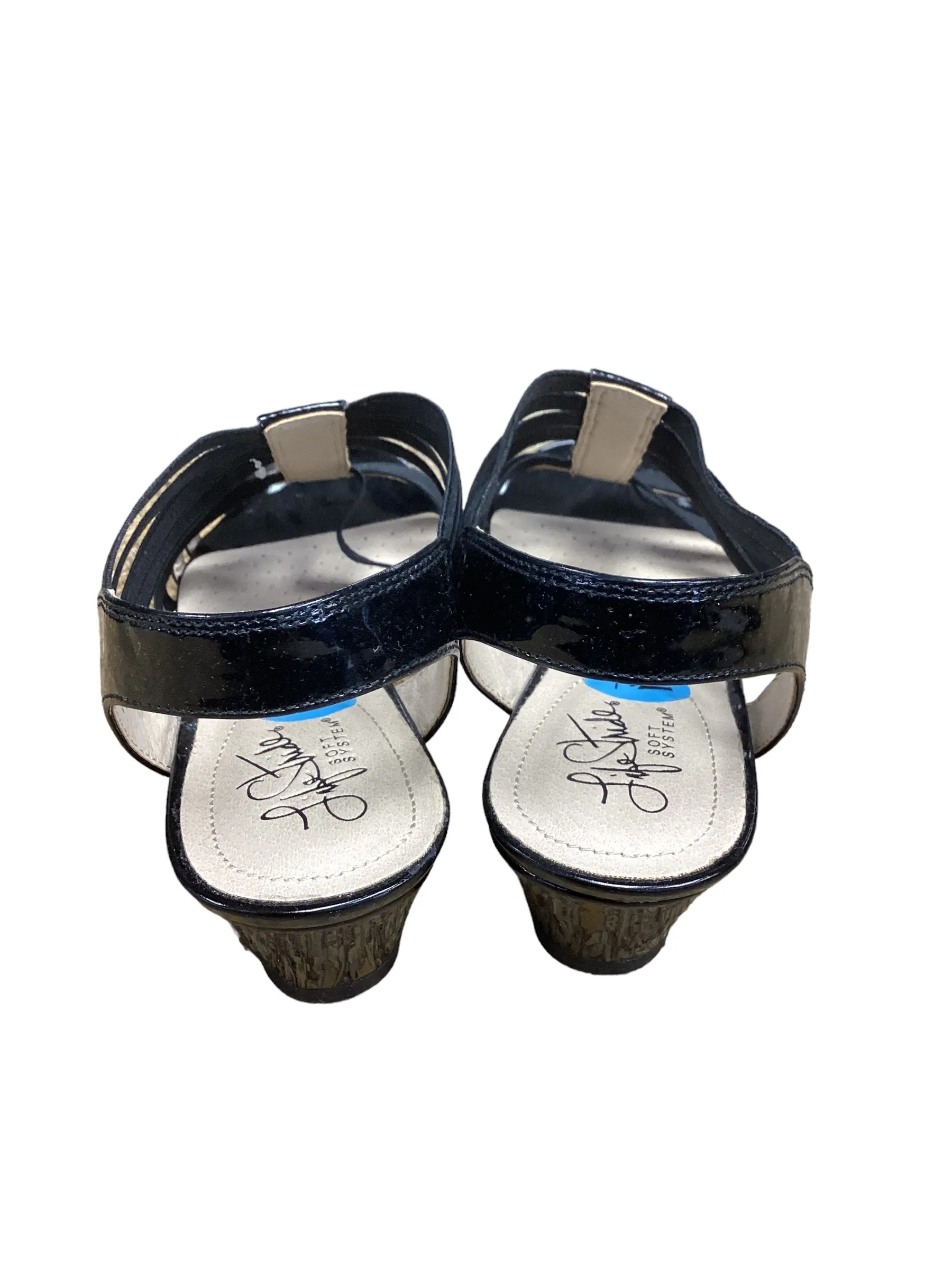 Black Sandals Flats Life Stride, Size 7.5