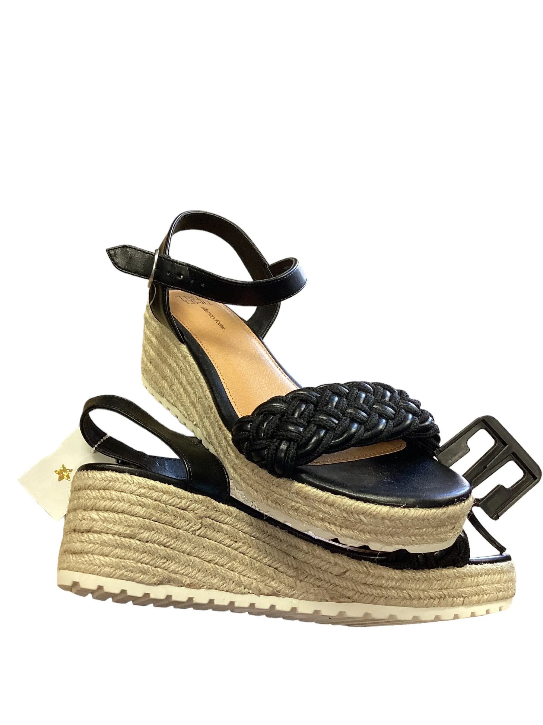 Black Sandals Flats Time And Tru, Size 10