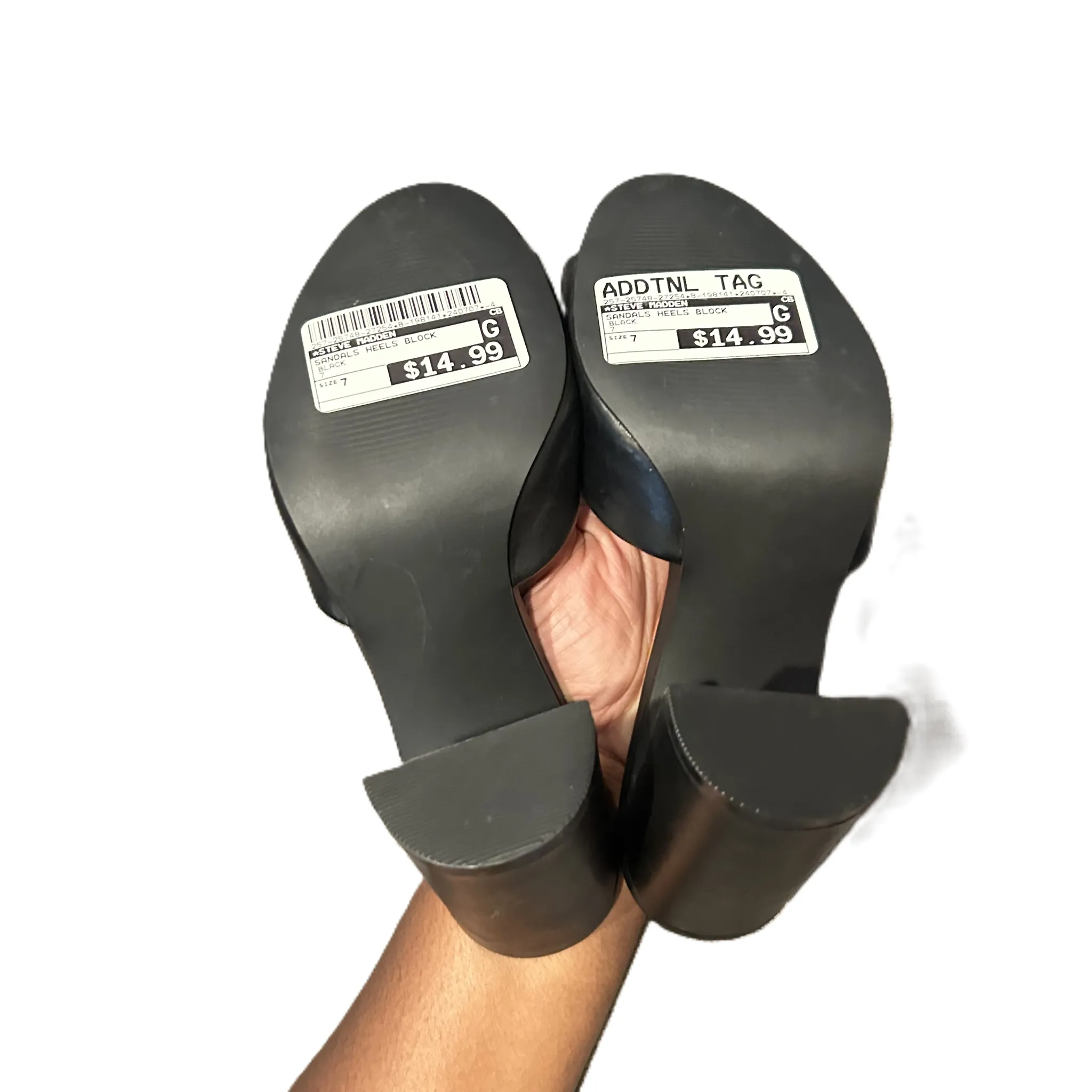 Black Sandals Heels Block By Steve Madden, Size: 7