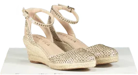Carvela Cream Sabrina Bling Crystal Encrusted Wedge Sandals Bnib UK 5 EU 38 👠