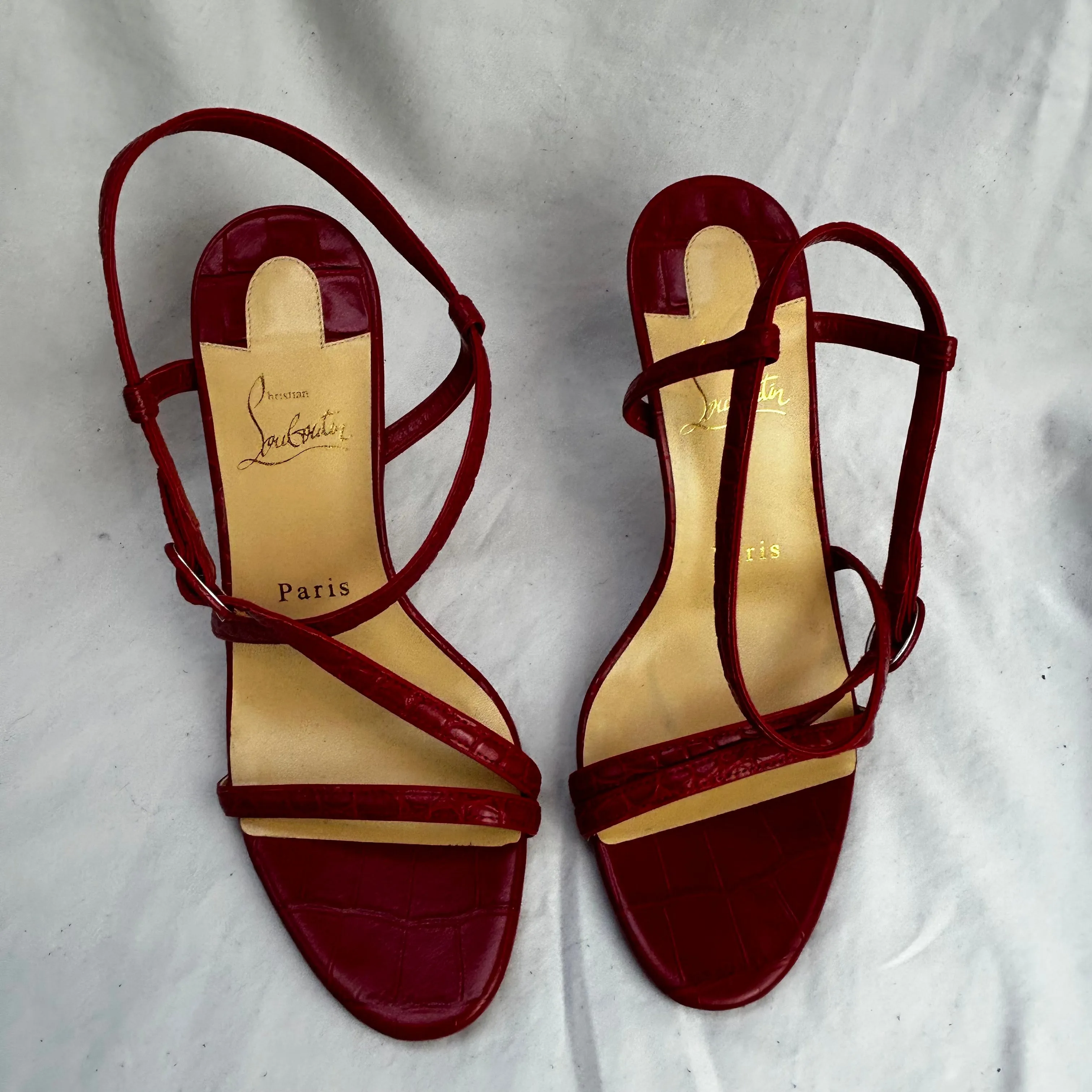 Christian Louboutin 595 Brand New Red Selima 85 Strappy Sandals 38