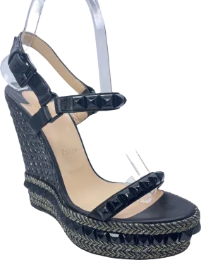 Christian Louboutin Black Studded 140mm Cataclou Wedge Sandals UK 6 EU 39 👠