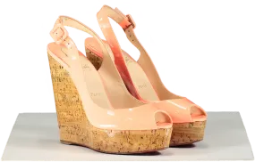 Christian Louboutin Orange Patent Leather Une Plume Wedge Sandals UK 6 EU 39 👠