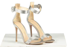 Gianvito Rossi Grey Satin Embellished Sandals UK 5 EU 38 👠