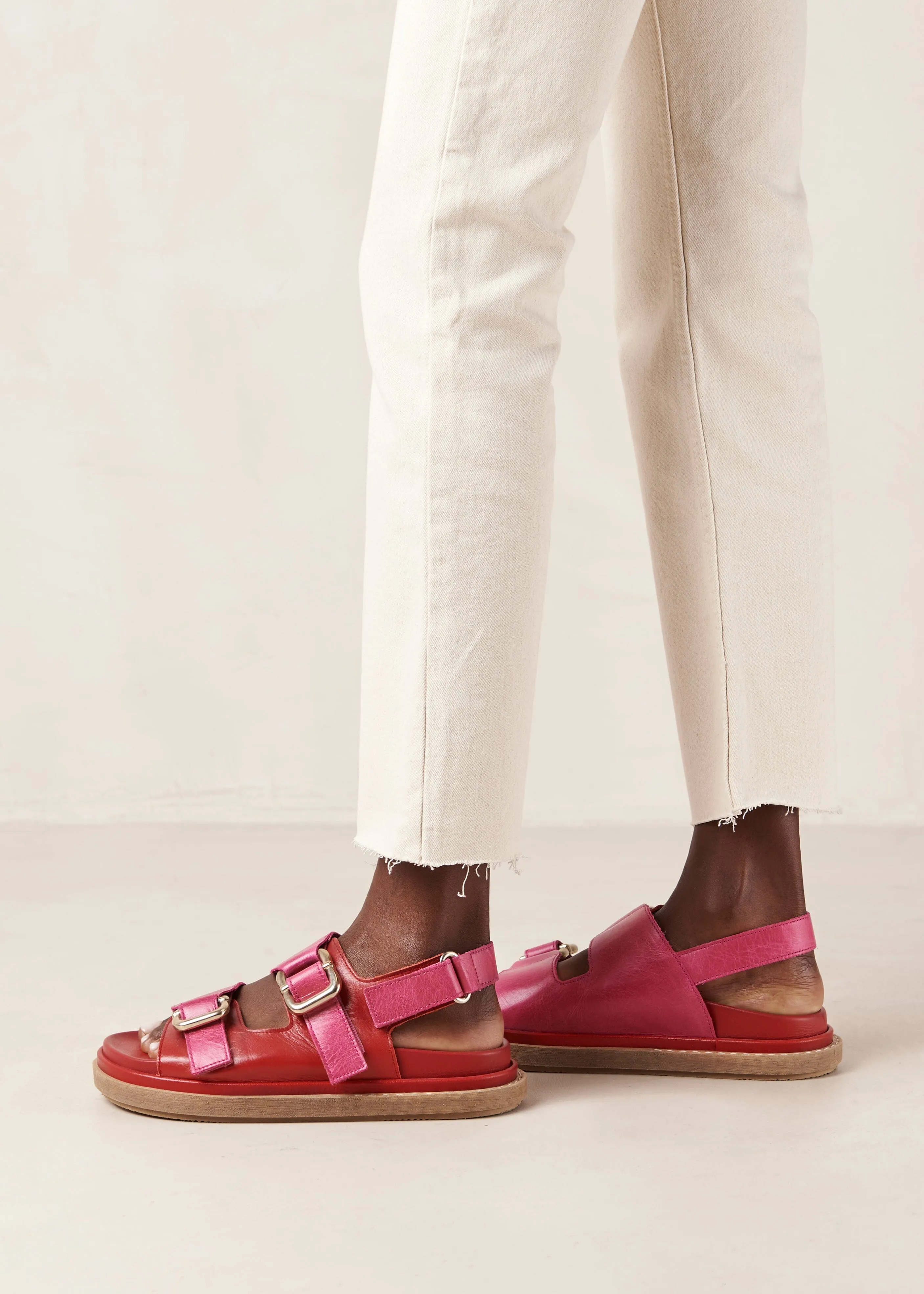 Harper Bicolor Red Magenta Leather Sandals