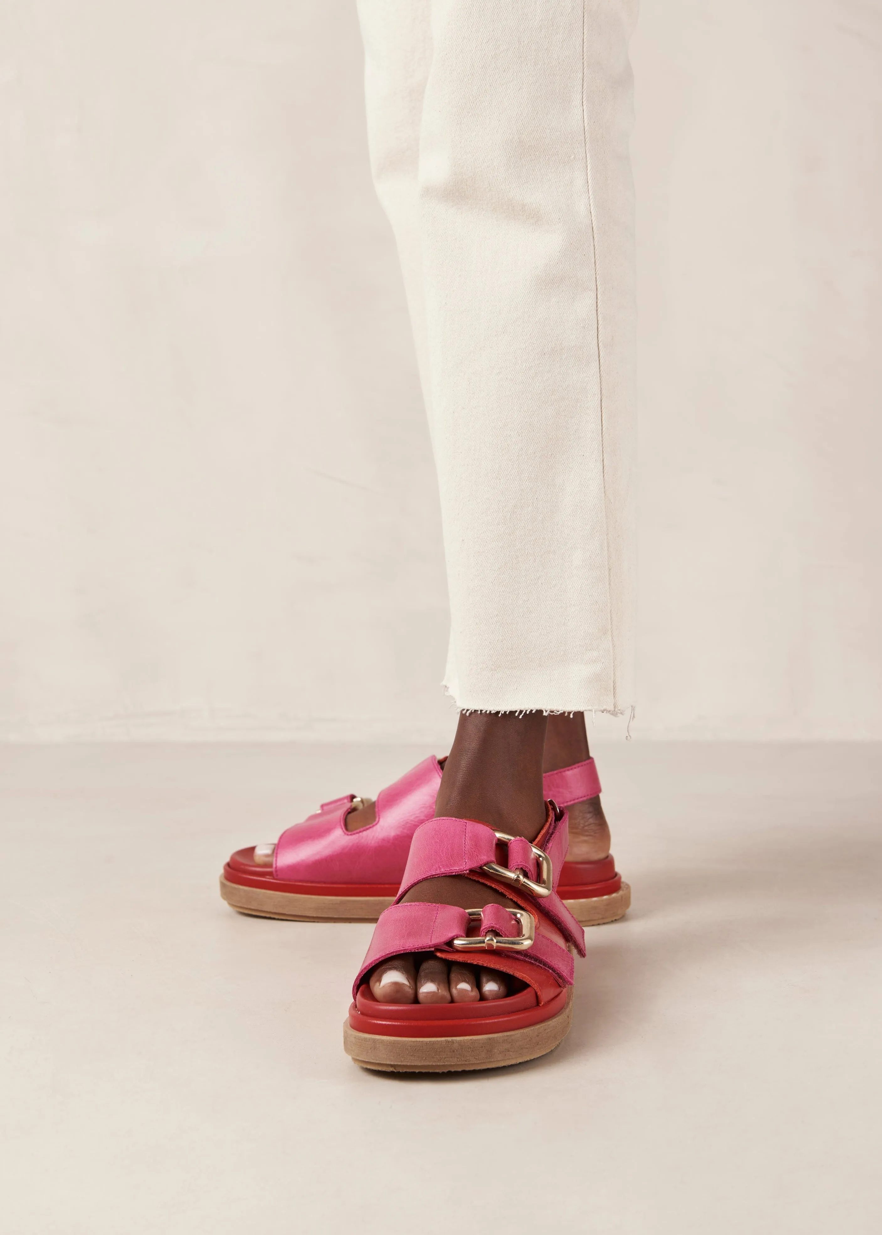 Harper Bicolor Red Magenta Leather Sandals