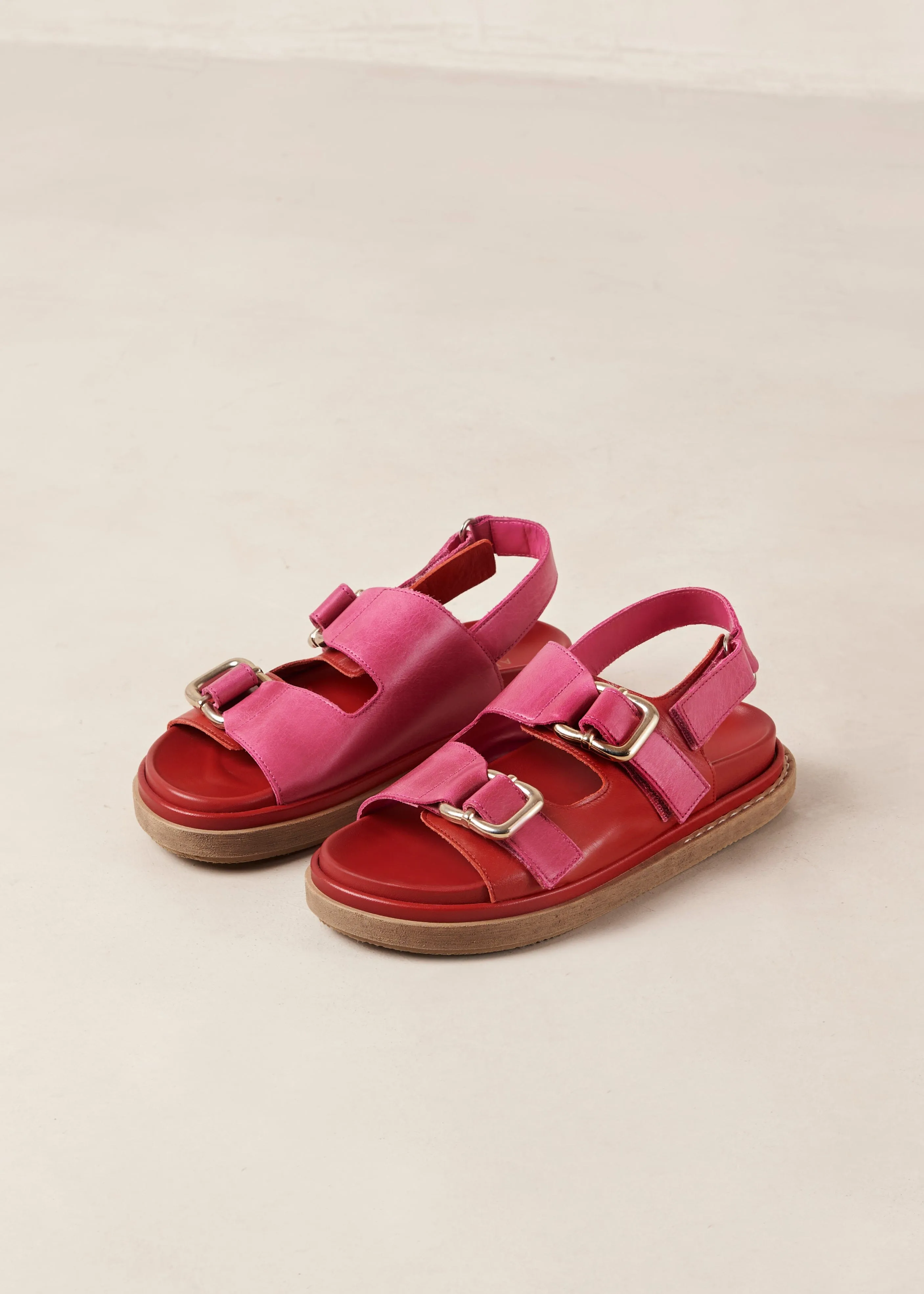 Harper Bicolor Red Magenta Leather Sandals