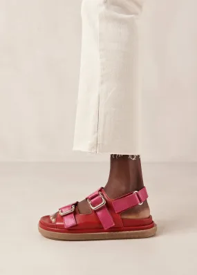 Harper Bicolor Red Magenta Leather Sandals