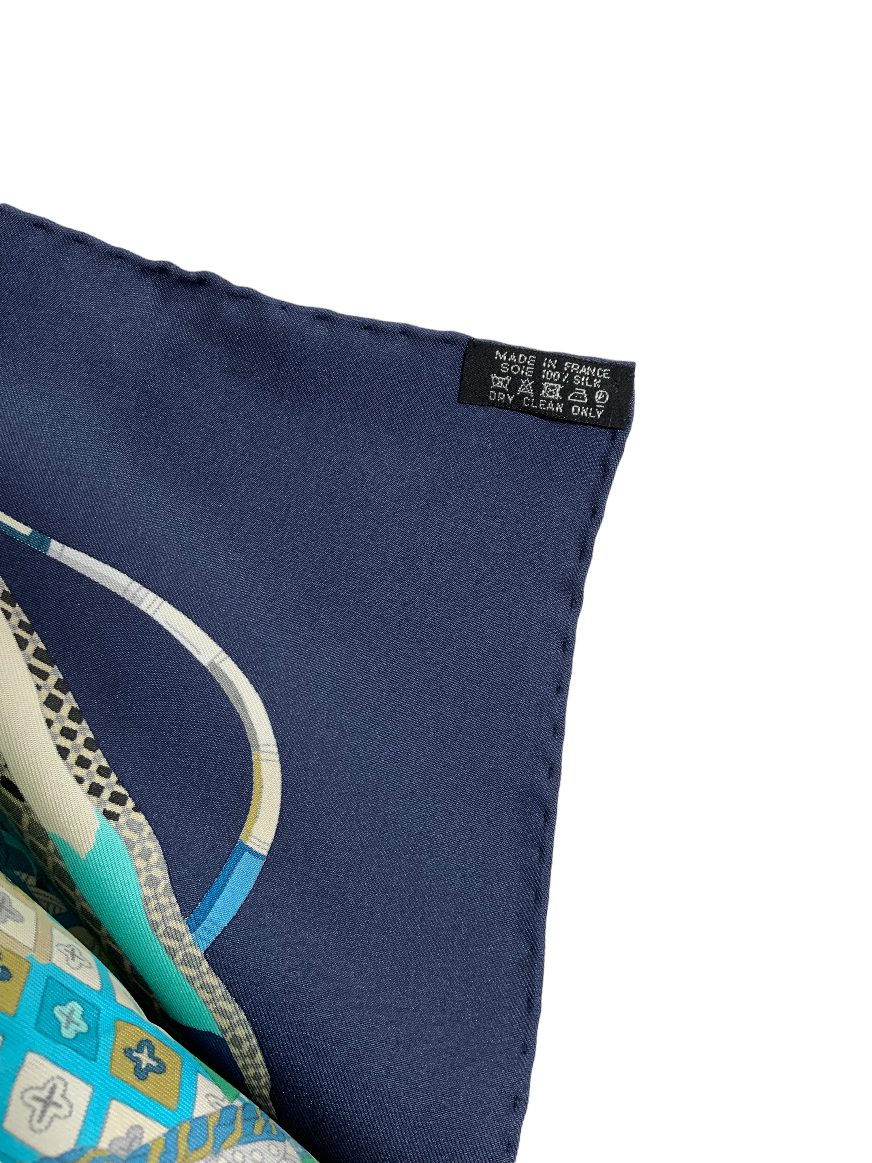 Optimized title: Hermes Silk Scarf 90 - Voyage En Etoffes Design, Luxurious 90x90 cm Size