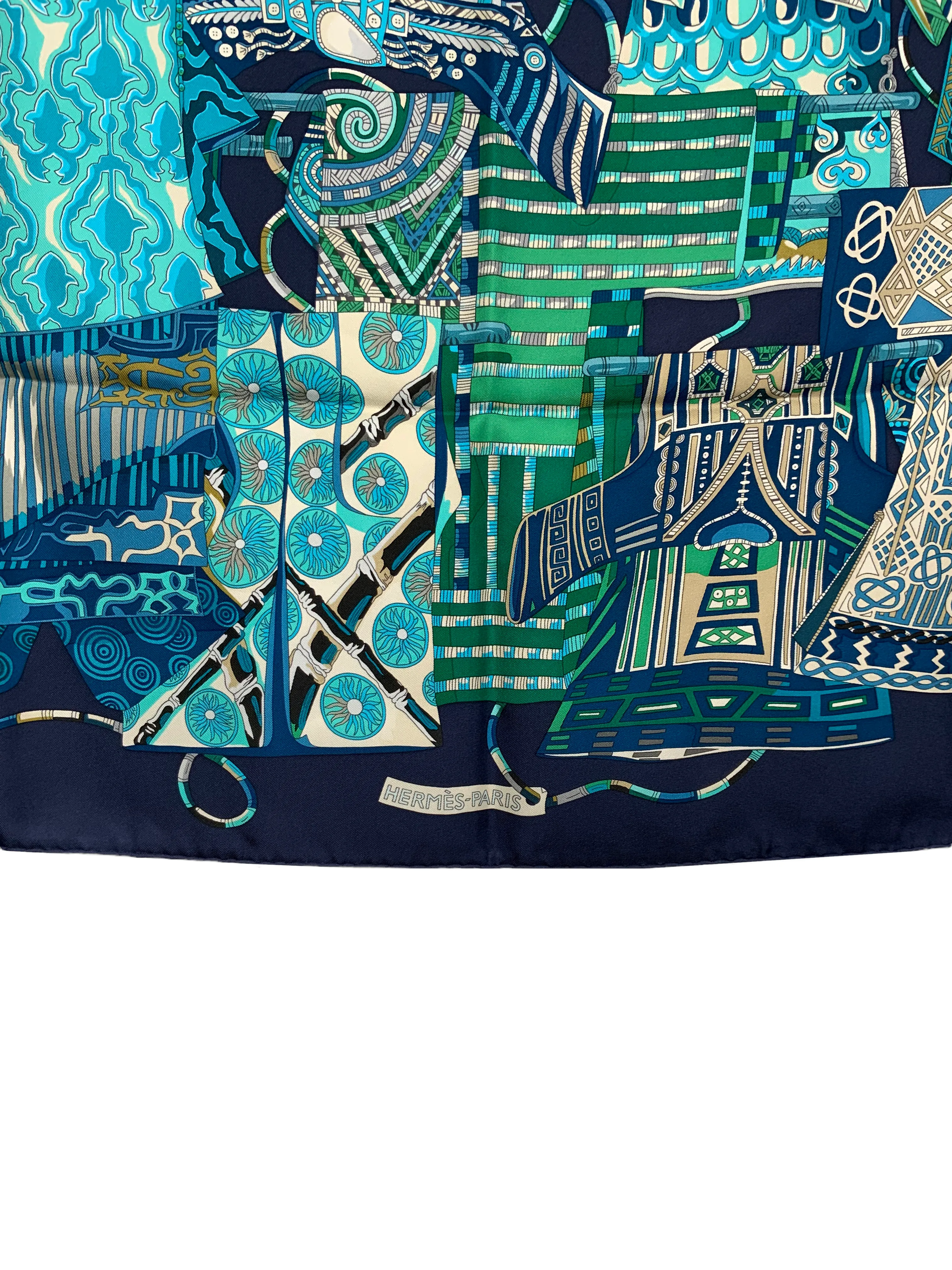 Optimized title: Hermes Silk Scarf 90 - Voyage En Etoffes Design, Luxurious 90x90 cm Size