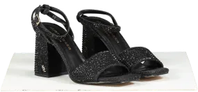 Kurt Geiger Black Crystal Embellished Block Heel Sandals UK 5 EU 38 👠