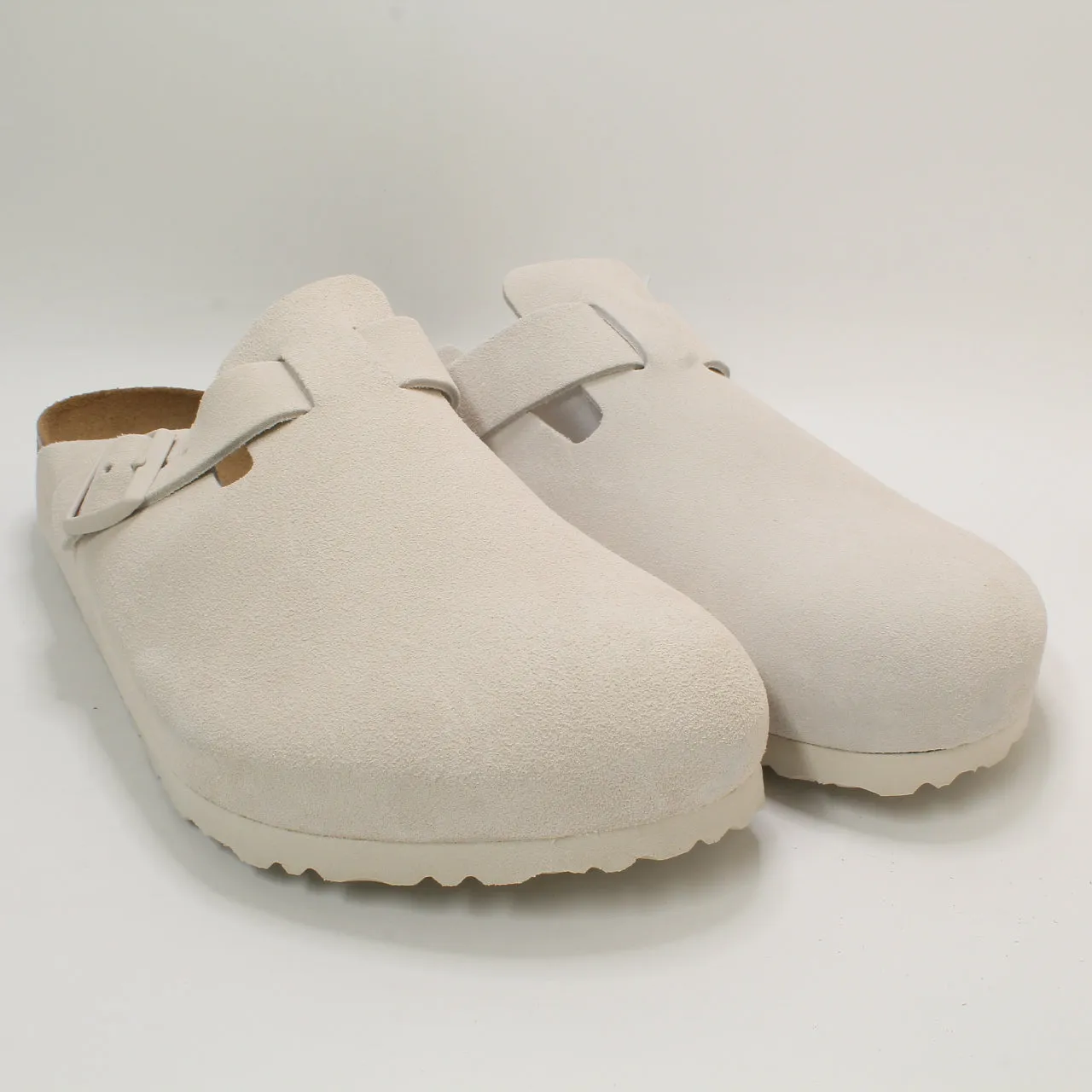 Mens Birkenstock Boston Clogs Antique White Suede Uk Size 11.5