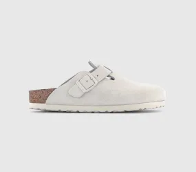 Mens Birkenstock Boston Clogs Antique White Suede Uk Size 11.5