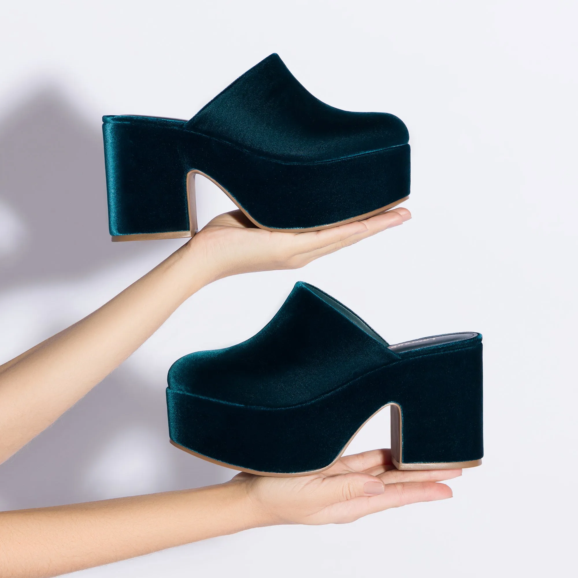 Luxurious Deepsea Velvet Miso Platform Clogs