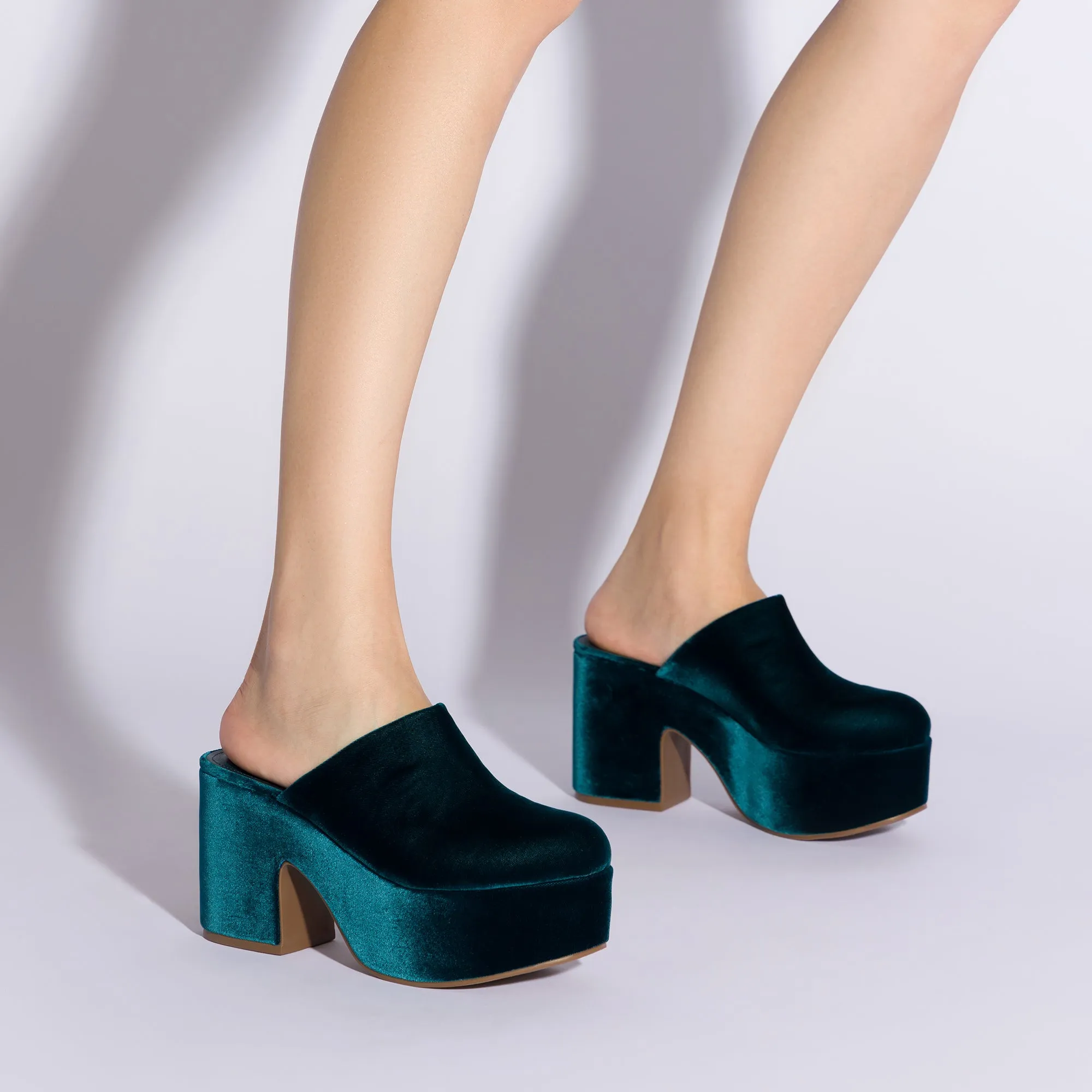 Luxurious Deepsea Velvet Miso Platform Clogs