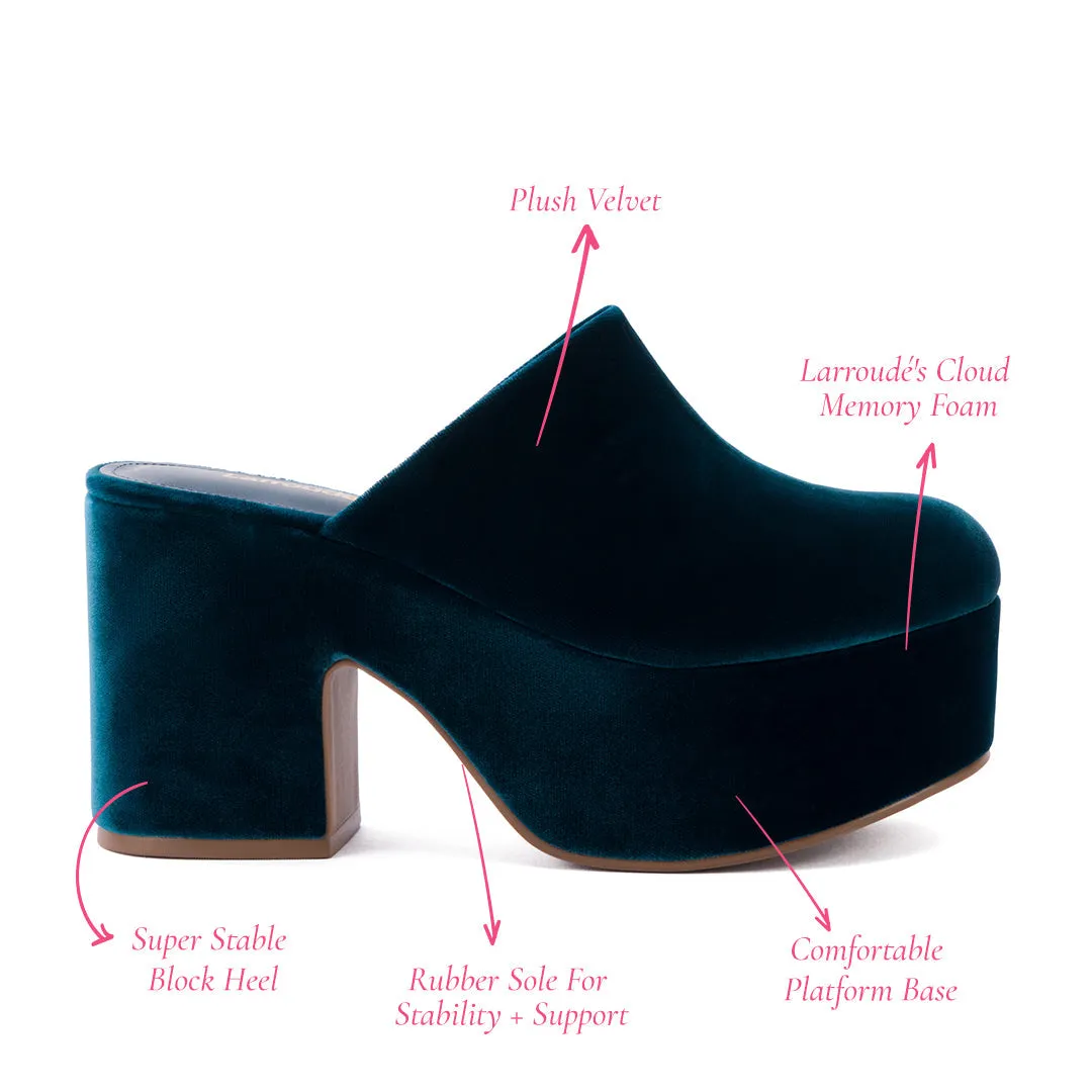 Luxurious Deepsea Velvet Miso Platform Clogs