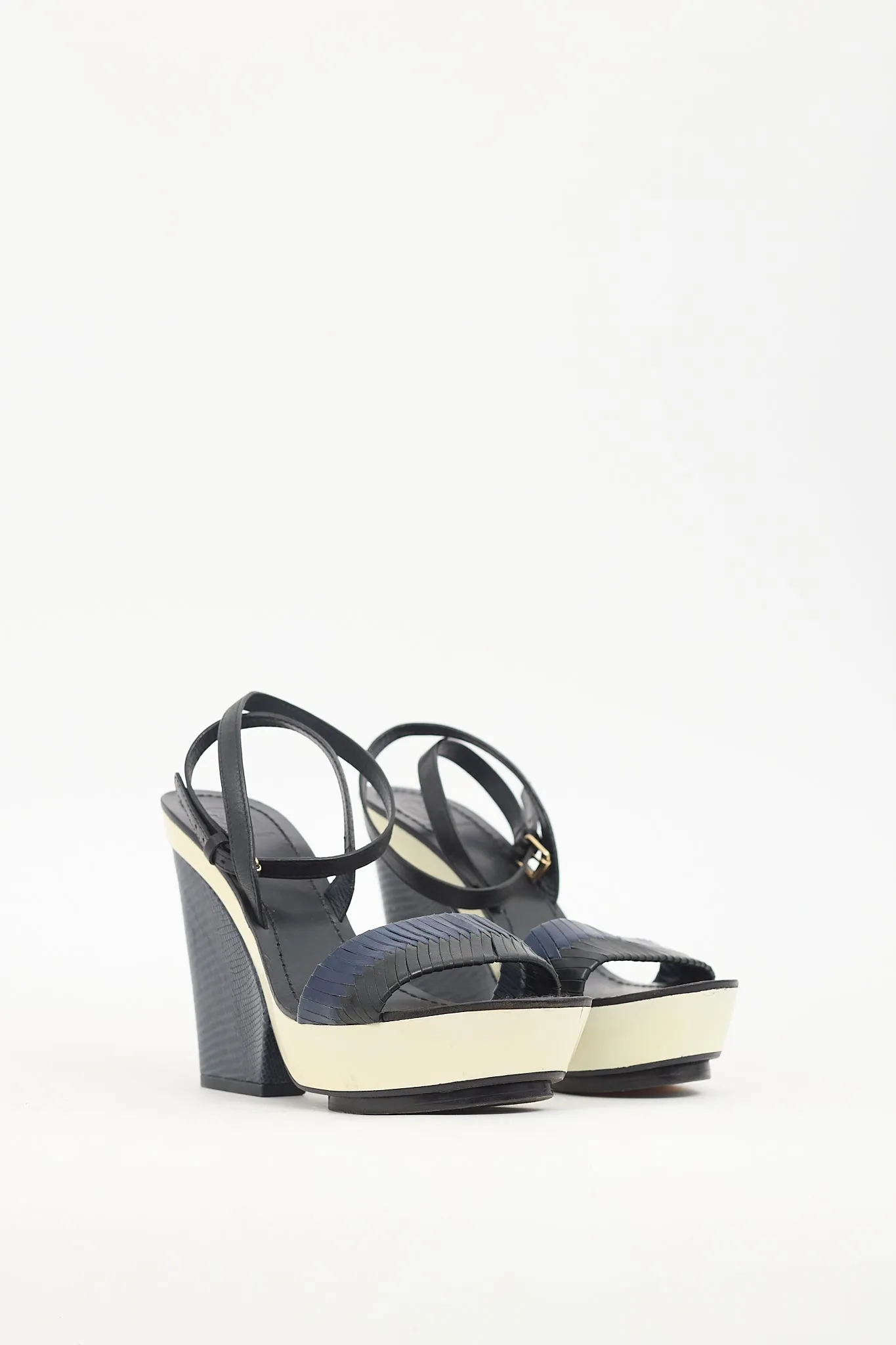 Navy & Cream Leather Sandal