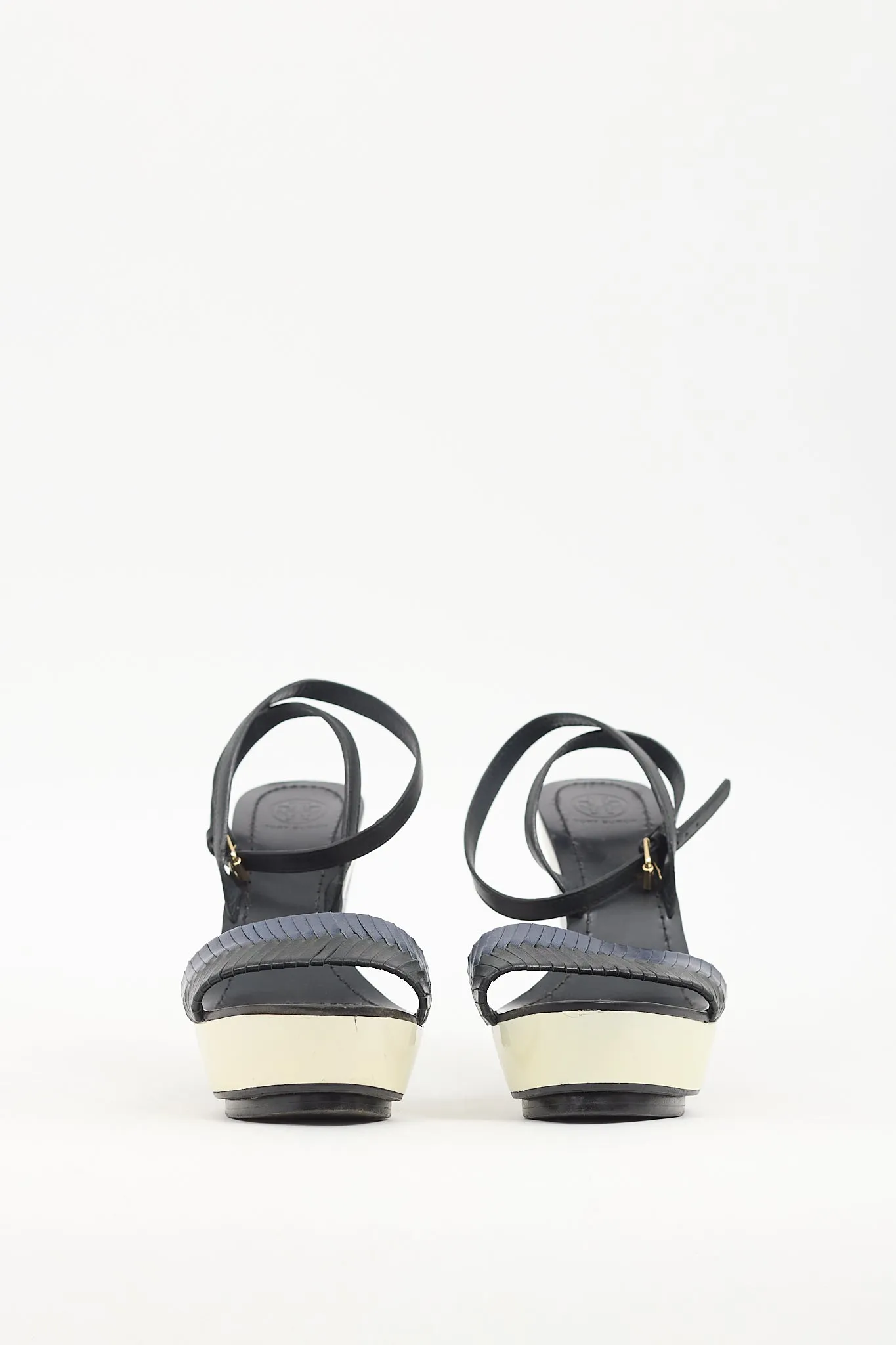 Navy & Cream Leather Sandal