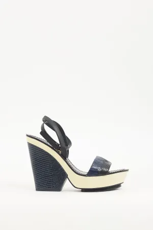 Navy & Cream Leather Sandal