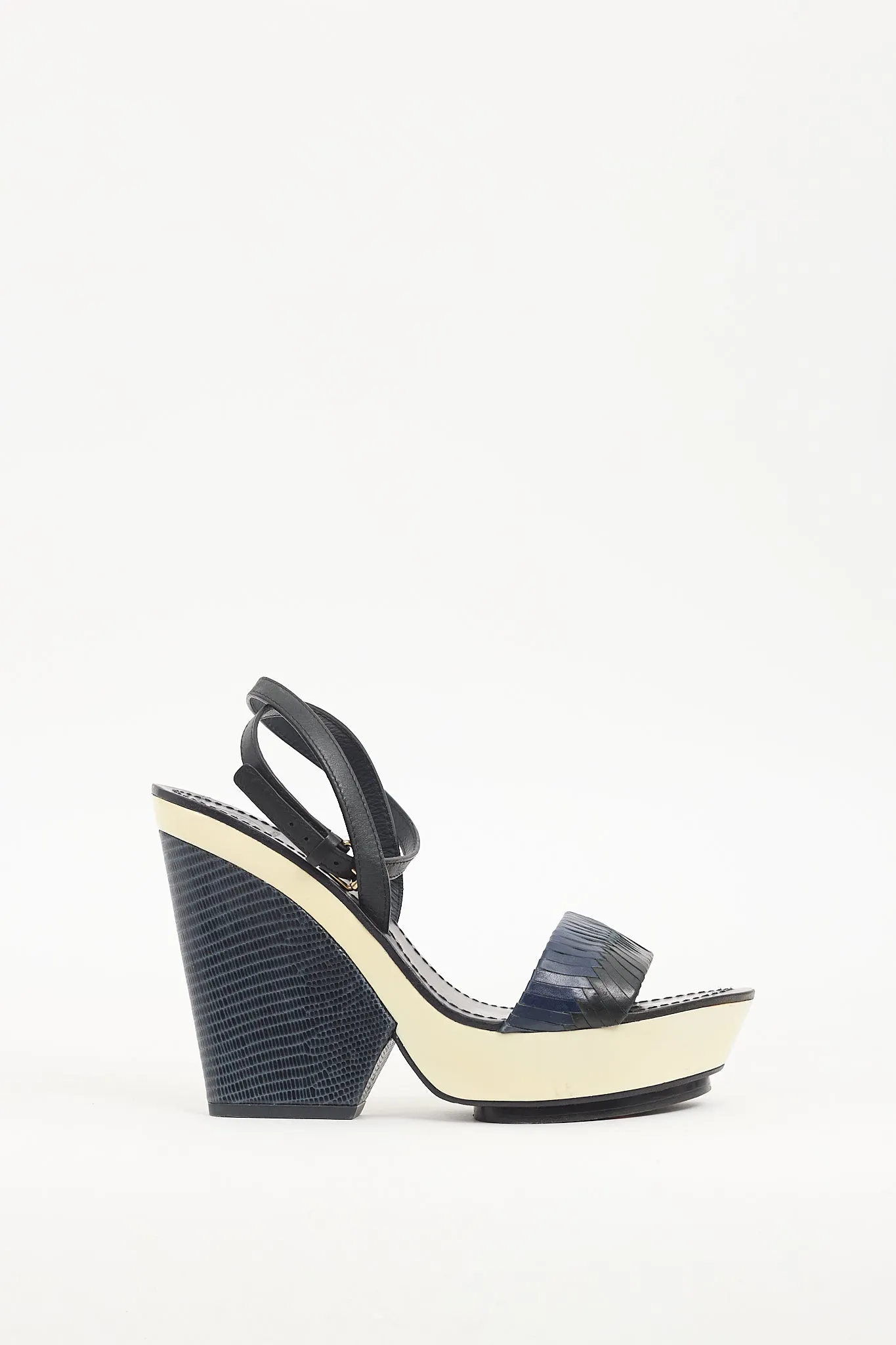 Navy & Cream Leather Sandal