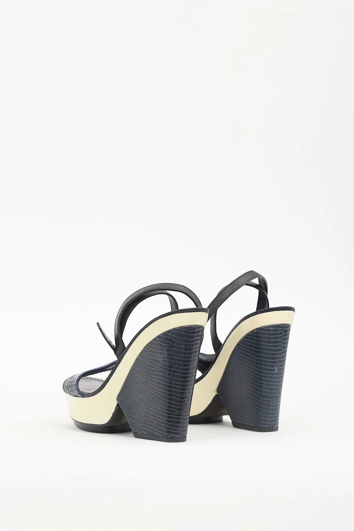 Navy & Cream Leather Sandal