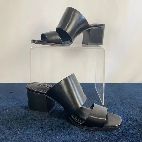 New Lafayette 148 Black Block Heel Slides Sandals