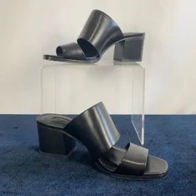 New Lafayette 148 Black Block Heel Slides Sandals