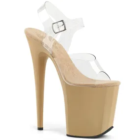 Pleaser Flamingo-808-Clear-Cream-Size 7-Clearance