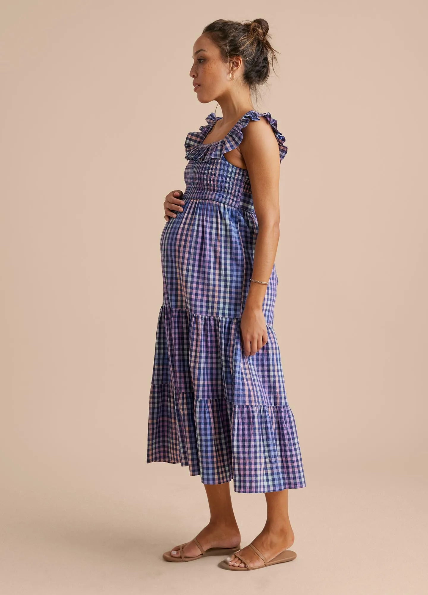 Ruffle Smocked Midi Dress