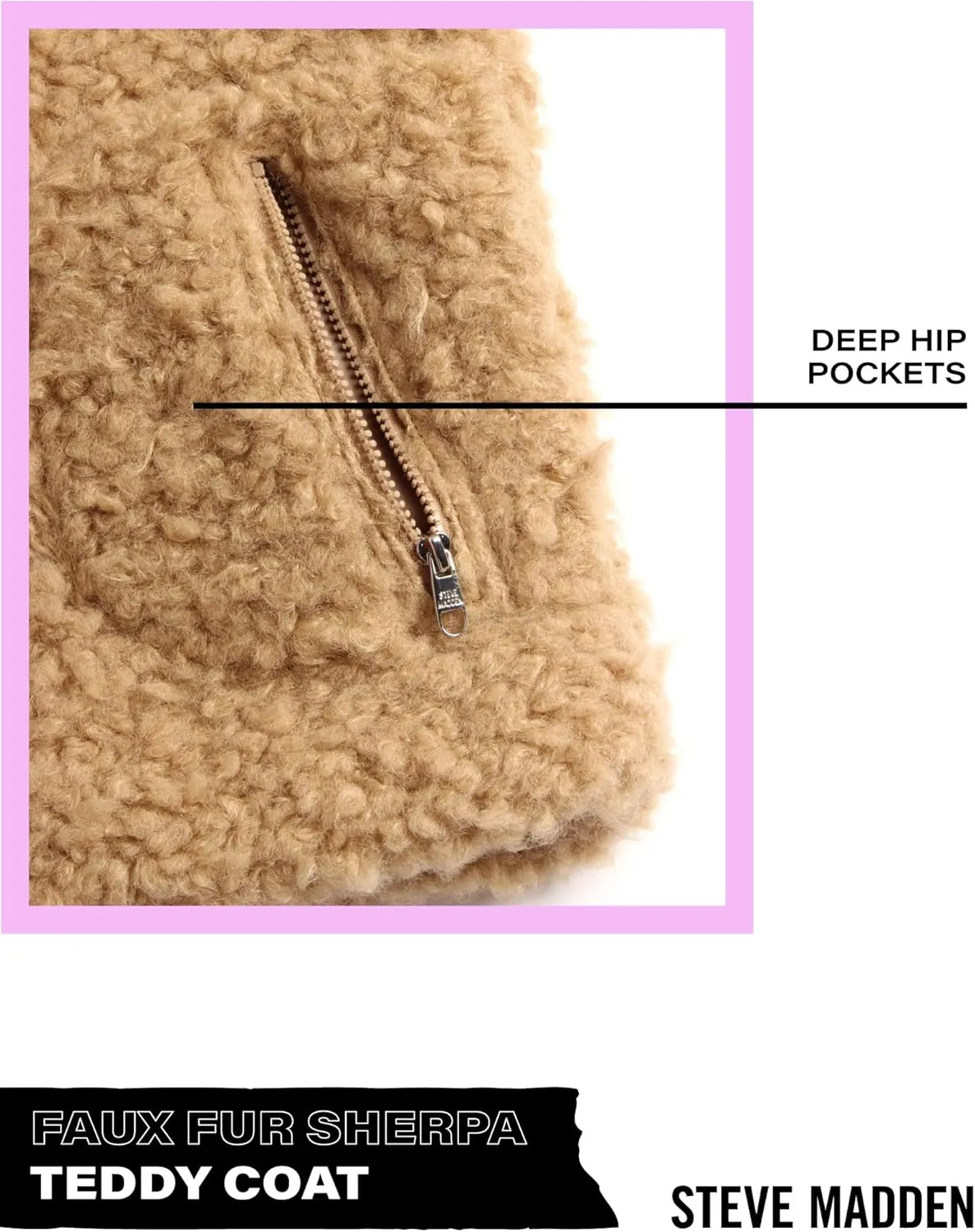 Steve Madden Girls' Jacket – Zip Up Sherpa Fleece Sweatshirt Jacket – Casual Teddy Coat for Girls (4-16)
