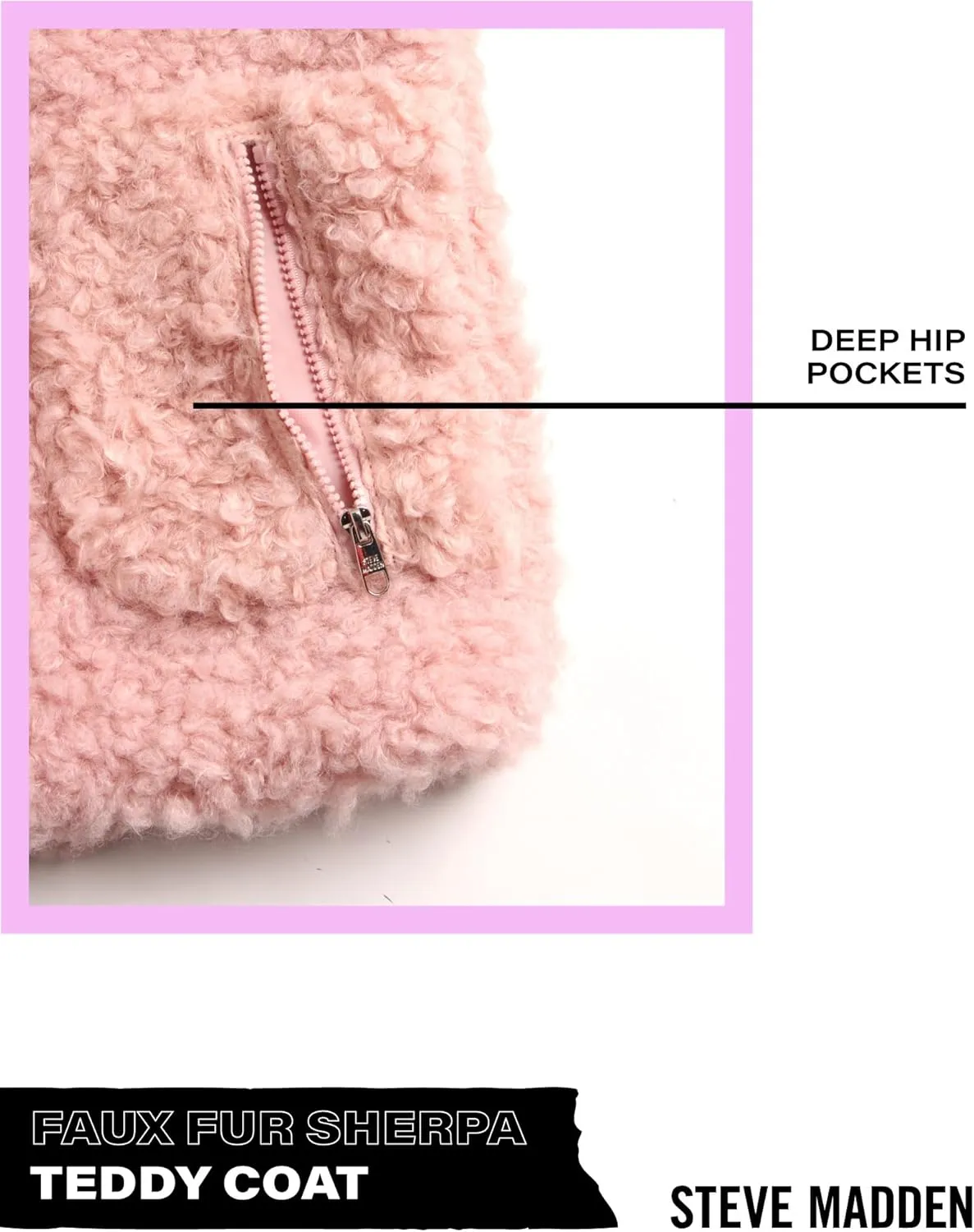 Steve Madden Girls' Jacket – Zip Up Sherpa Fleece Sweatshirt Jacket – Casual Teddy Coat for Girls (4-16)