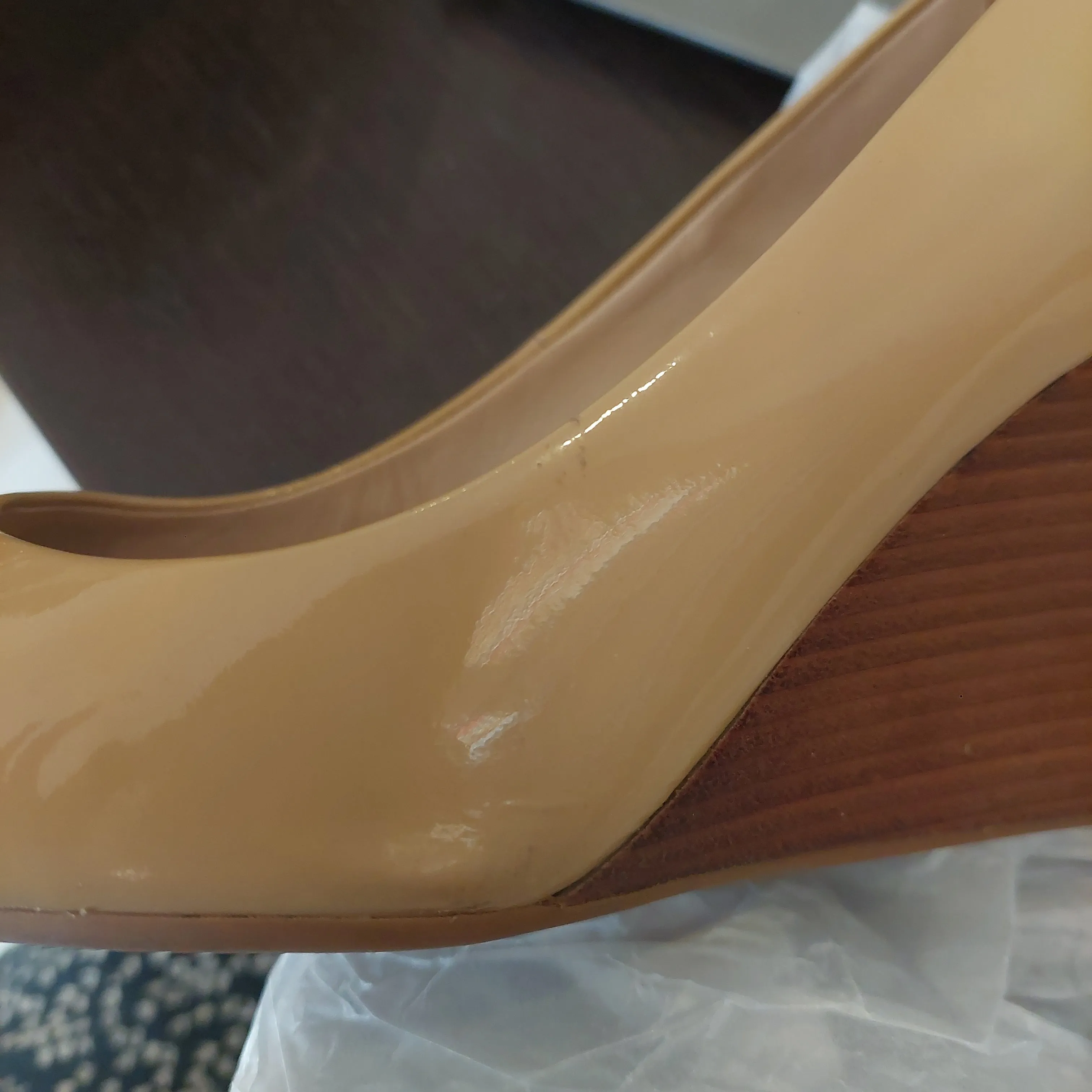 Tory Burch Burnt Almond Jade Peep-toe Wedges | Pre Loved |