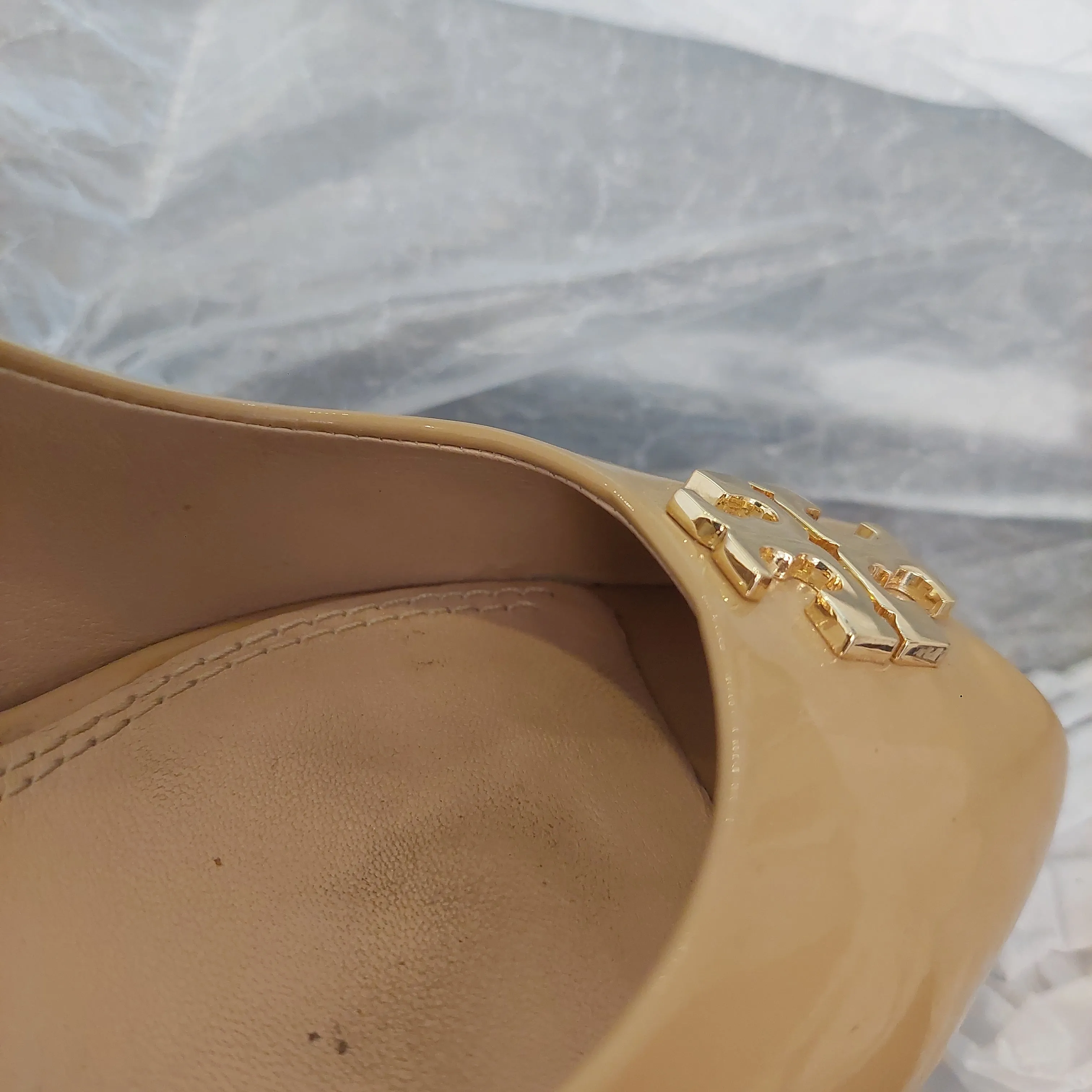 Tory Burch Burnt Almond Jade Peep-toe Wedges | Pre Loved |