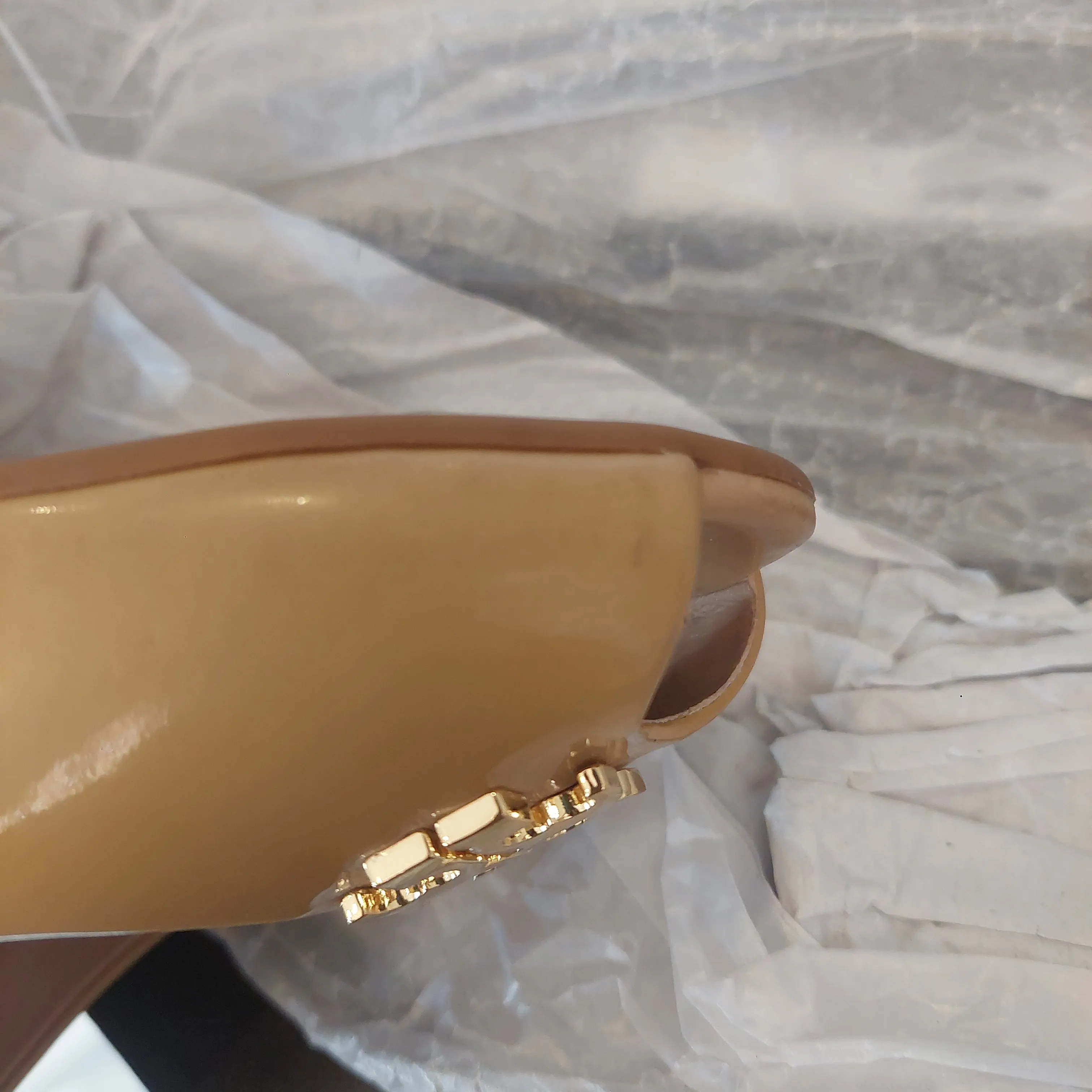 Tory Burch Burnt Almond Jade Peep-toe Wedges | Pre Loved |