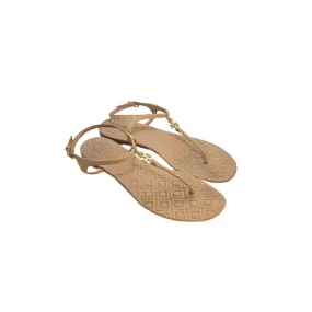 Tory Burch Light Tan Marion Quilted Leather Thong Sandals | Pre Loved |