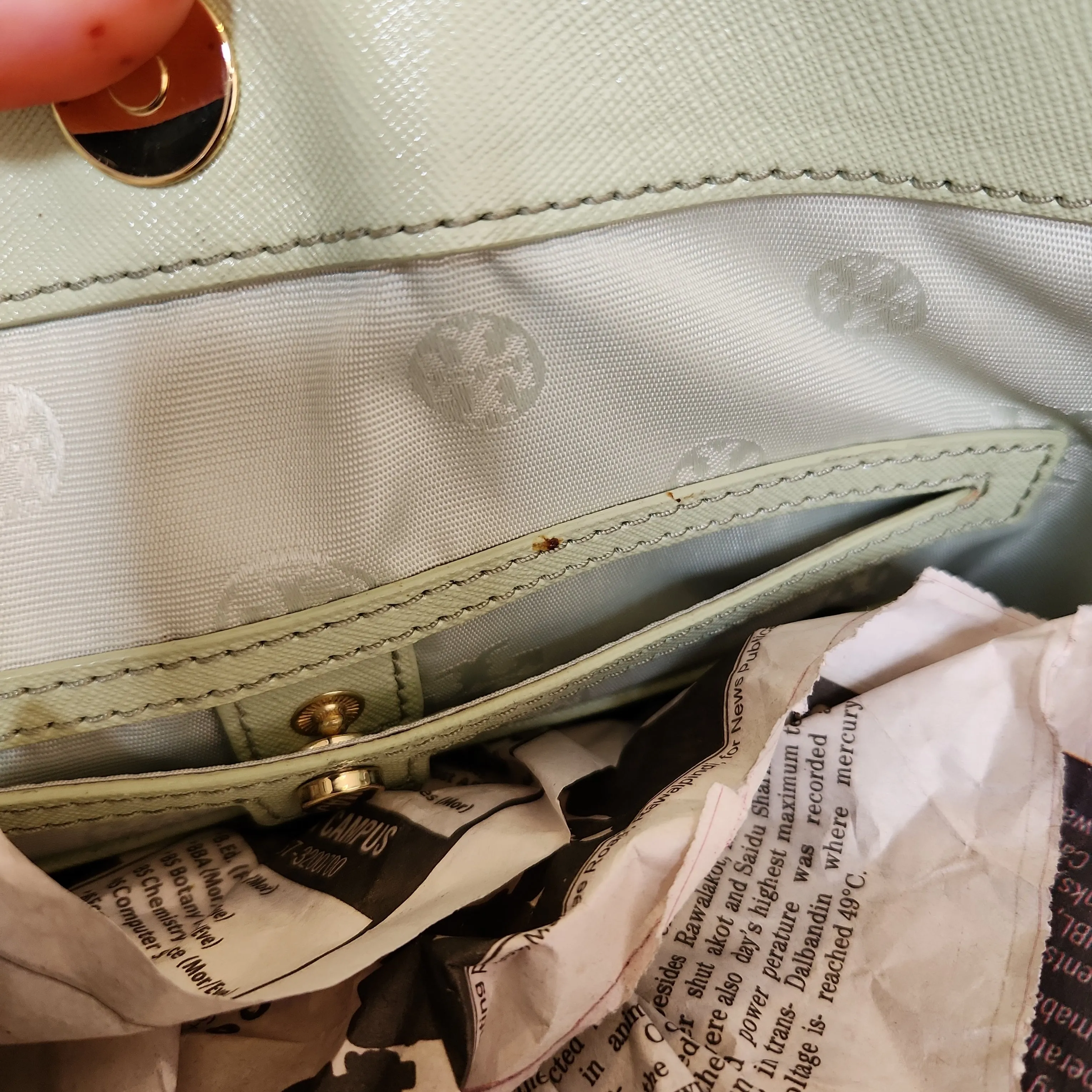 Tory Burch Mint Green Leather Large Robinson Tote | Gently Used |