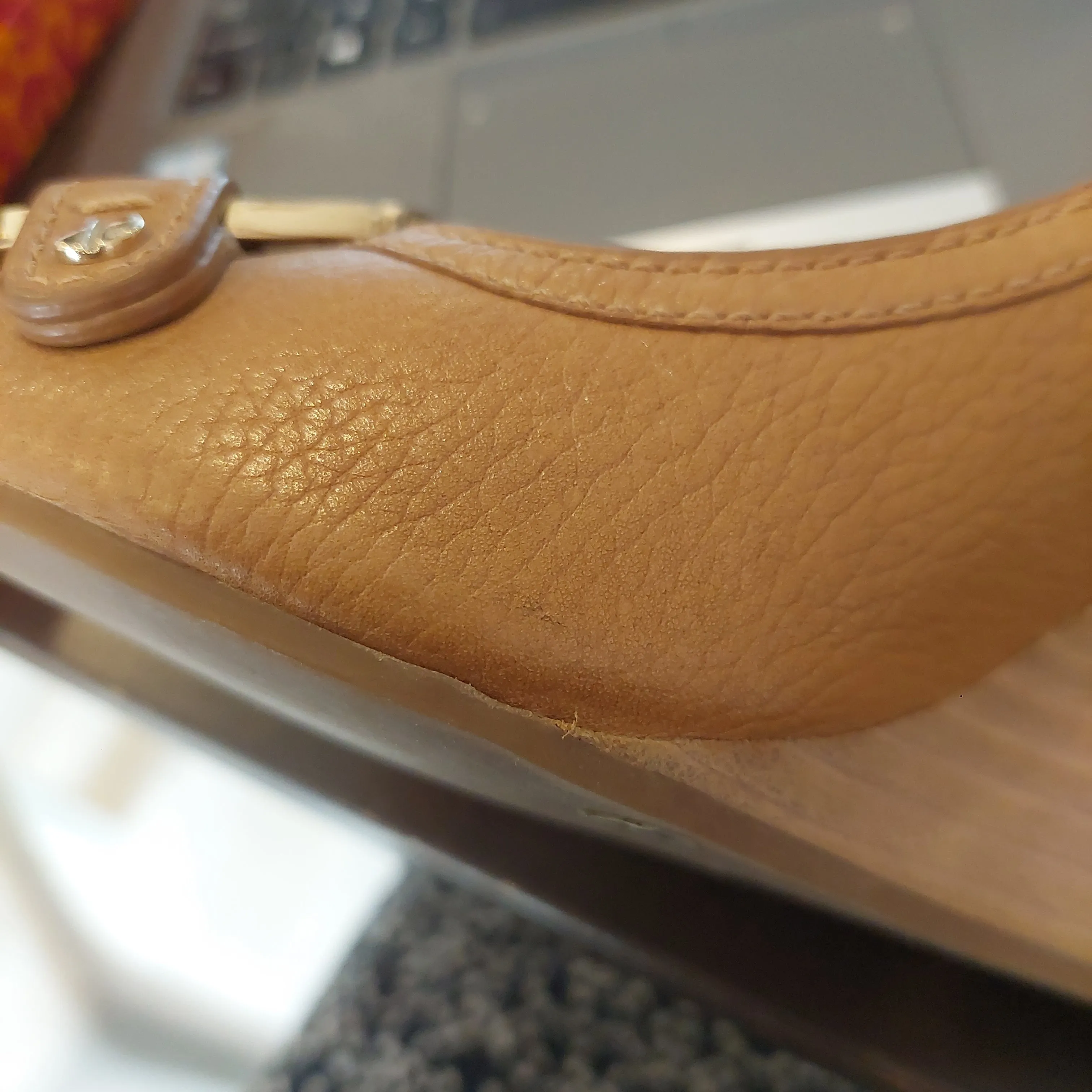 Tory Burch Tan Leather 'Amanda' High Peep-toe Wedges | Pre Loved |