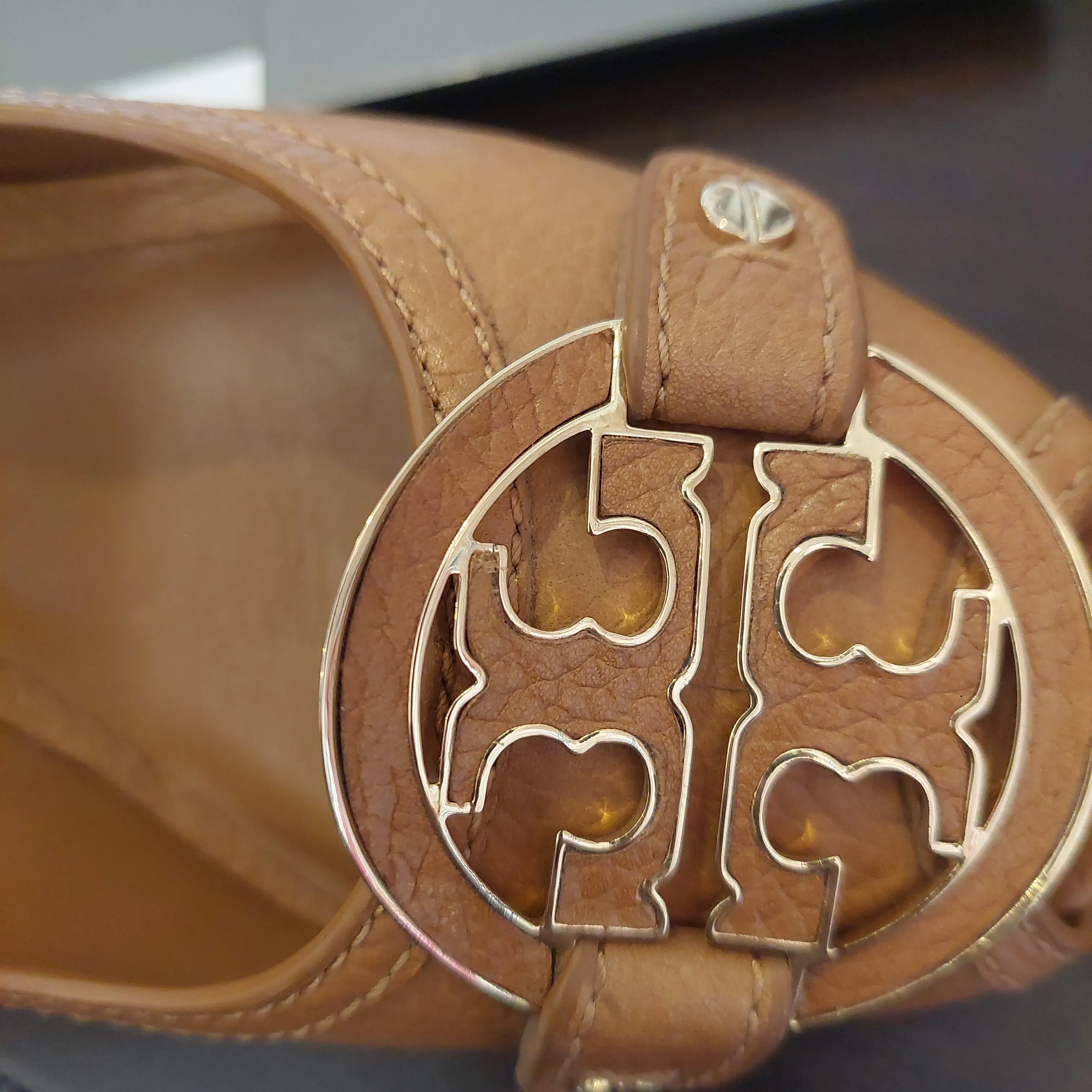 Tory Burch Tan Leather 'Amanda' High Peep-toe Wedges | Pre Loved |