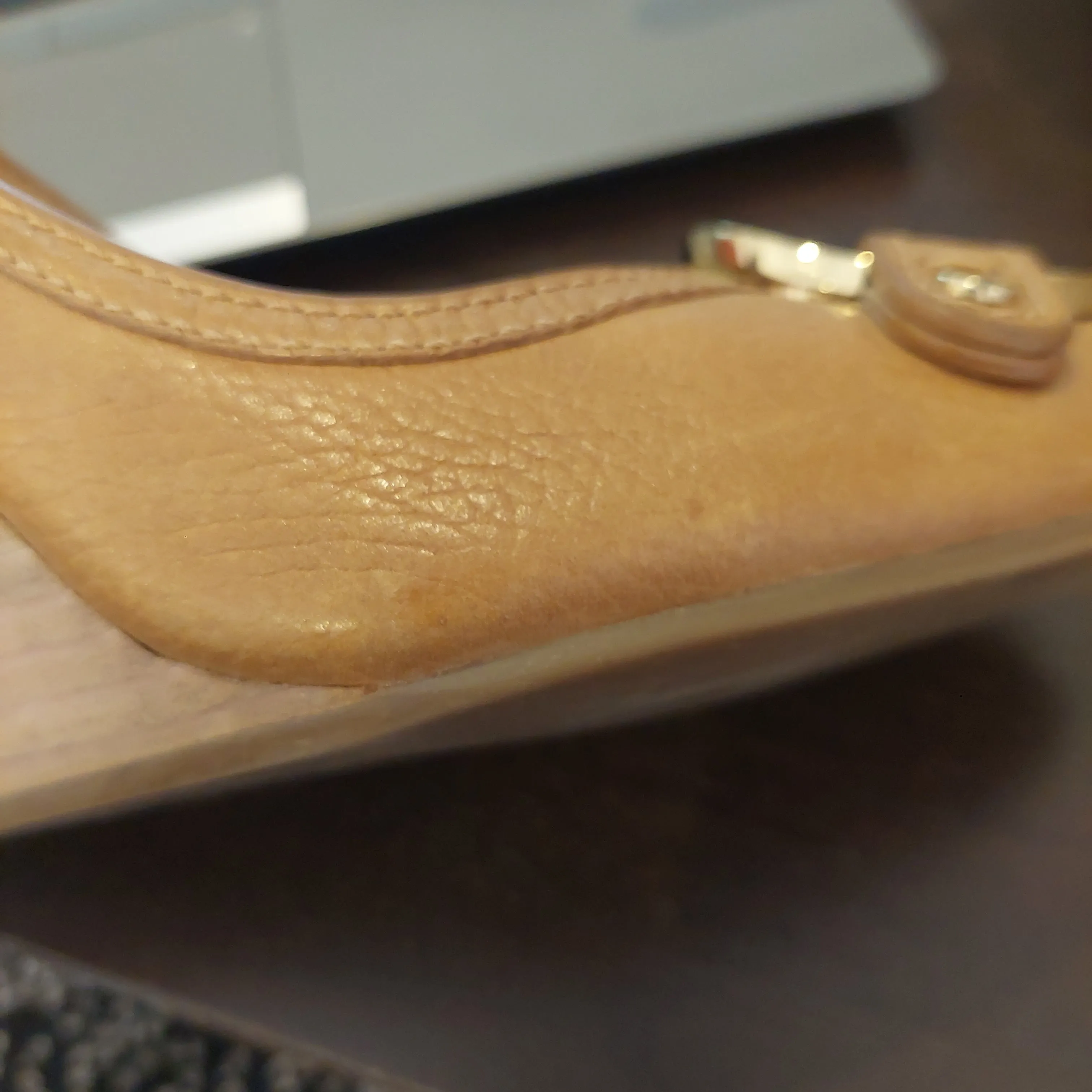 Tory Burch Tan Leather 'Amanda' High Peep-toe Wedges | Pre Loved |