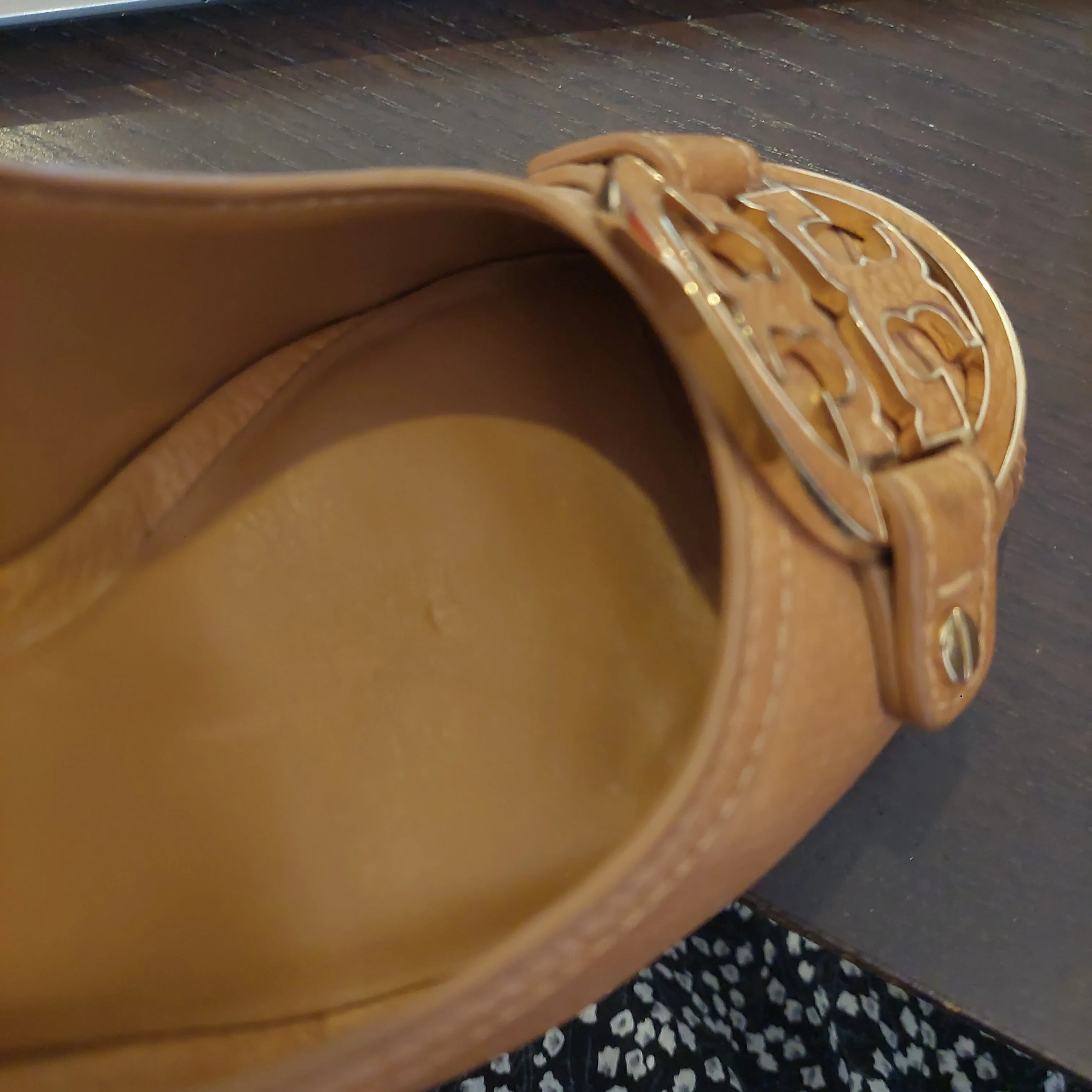 Tory Burch Tan Leather 'Amanda' High Peep-toe Wedges | Pre Loved |