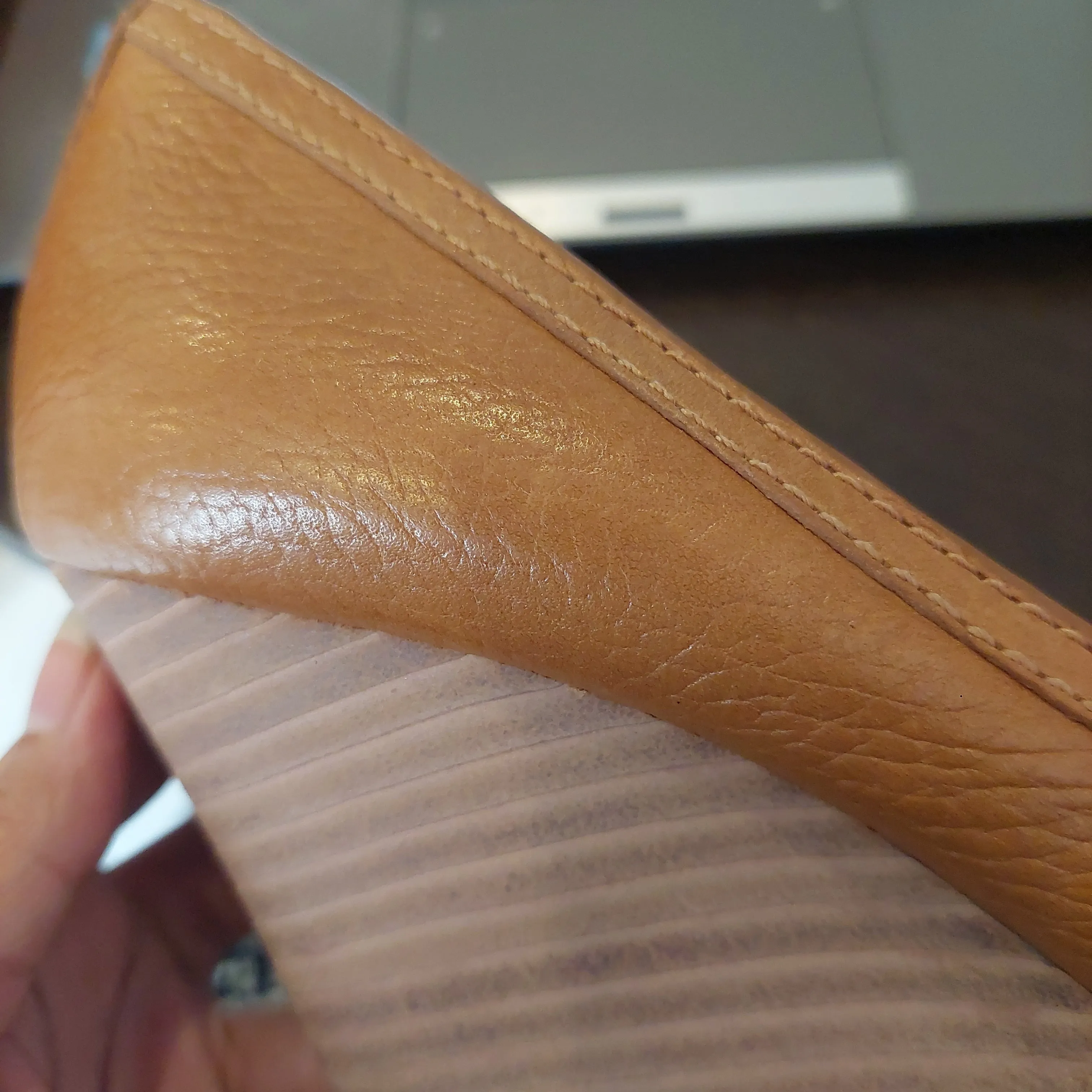 Tory Burch Tan Leather 'Amanda' High Peep-toe Wedges | Pre Loved |