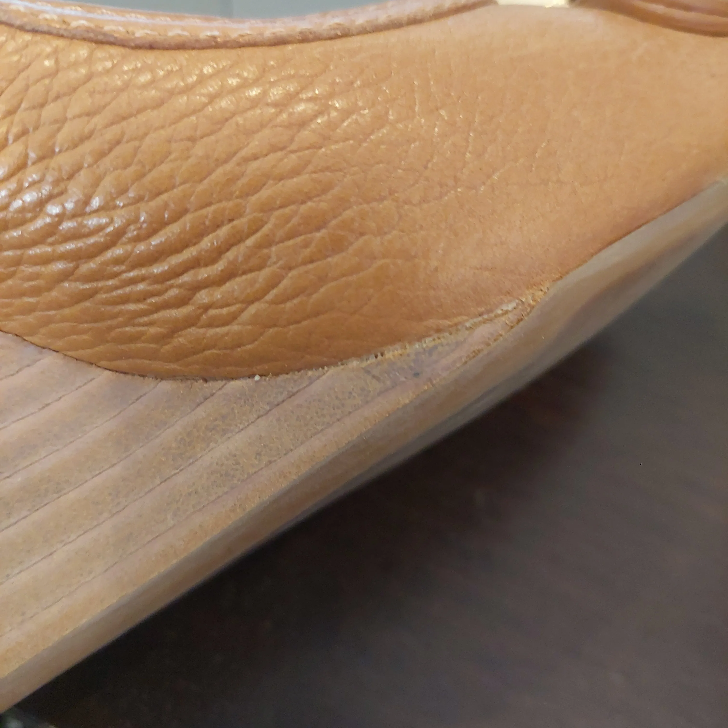 Tory Burch Tan Leather 'Amanda' High Peep-toe Wedges | Pre Loved |