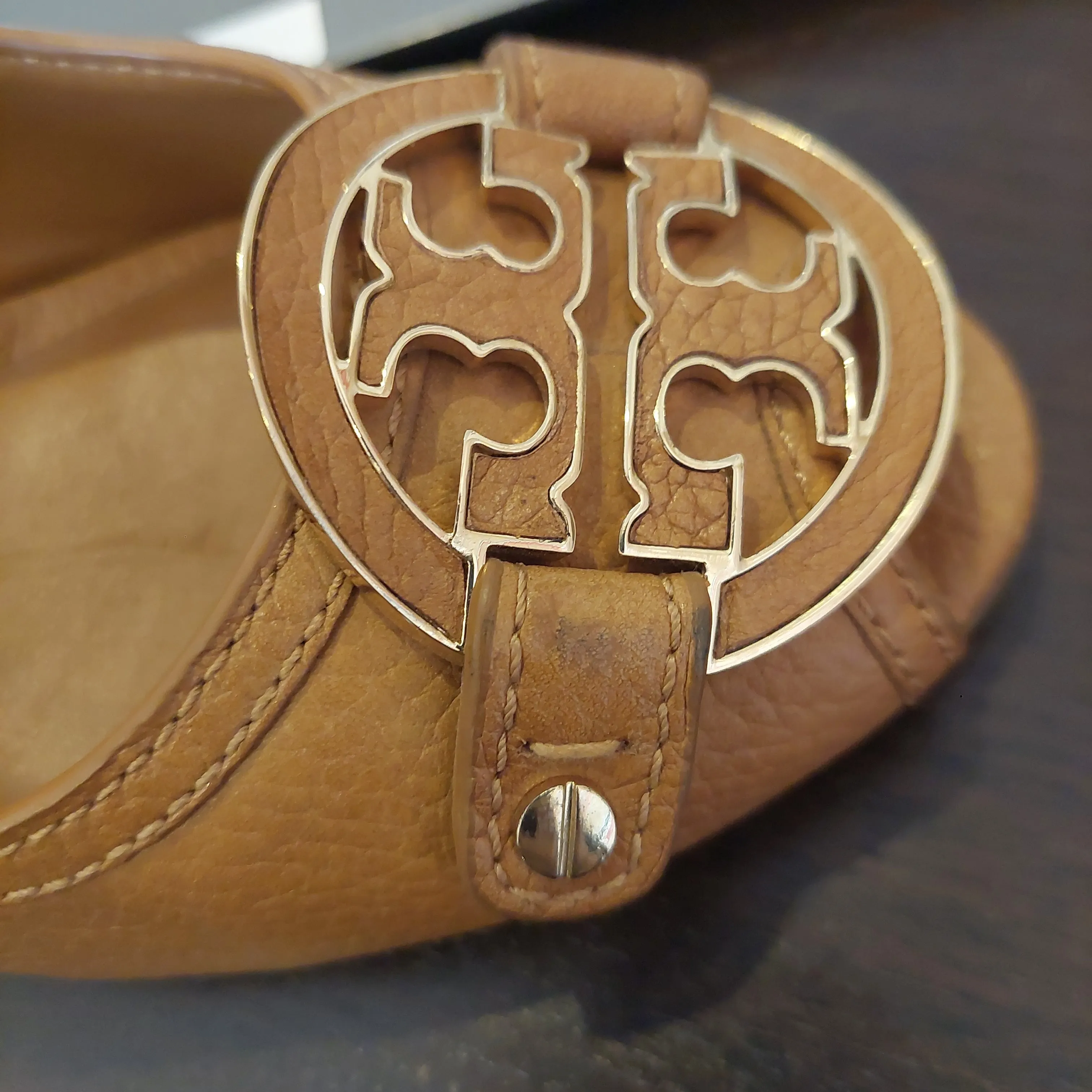 Tory Burch Tan Leather 'Amanda' High Peep-toe Wedges | Pre Loved |