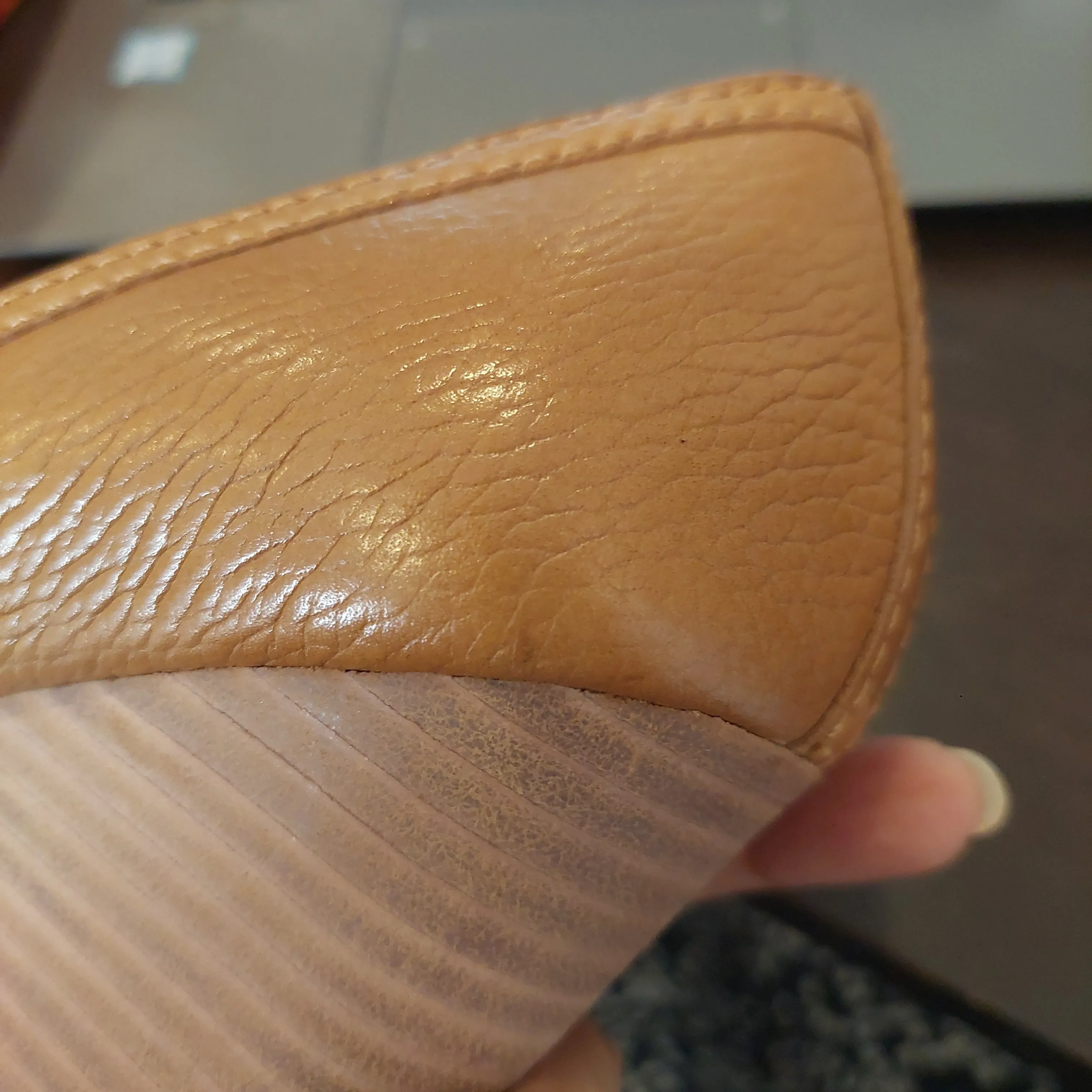 Tory Burch Tan Leather 'Amanda' High Peep-toe Wedges | Pre Loved |